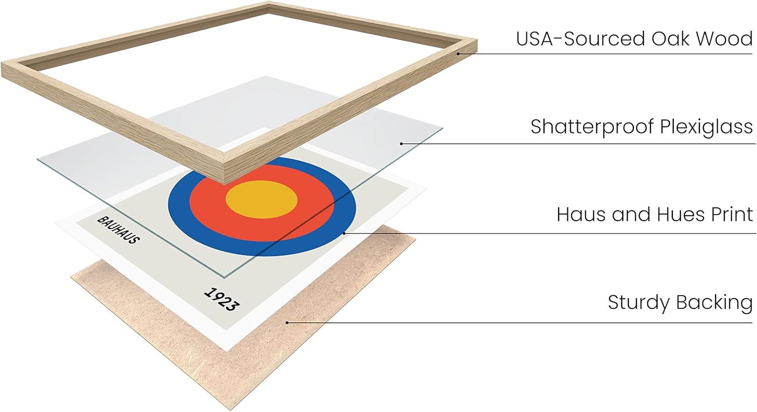 HAUS AND HUES Bauhaus Wall Art - Framed Wall Art for Living Room, Contemporary Wall Art, Bauhaus Poster, Geometric Wall Art, Famous Prints Vintage Wall Art, Colorful Wall Art (Beige Framed, 12x16)