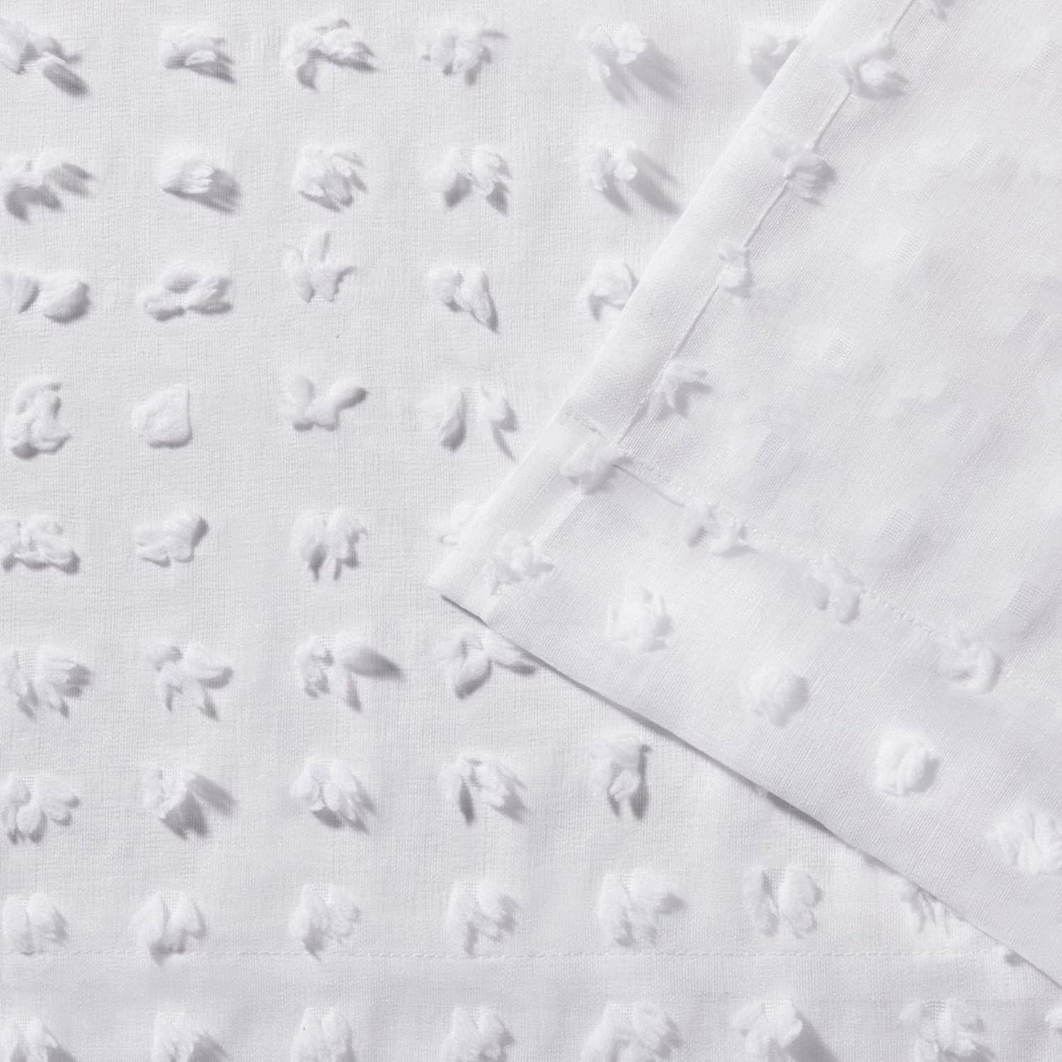 Amalgamated Textiles Exclusive Home Spirit Woven Pouf Applique Sheer Rod Pocket Curtain Panel Pair (Set of 2)