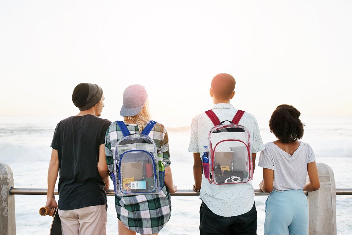 Trailmaker Heavy-Duty Clear Backpack, Blue Trim