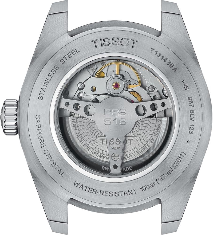 Tissot PRS 516 Silver Dial Brown Leather Automatic Wristwatch