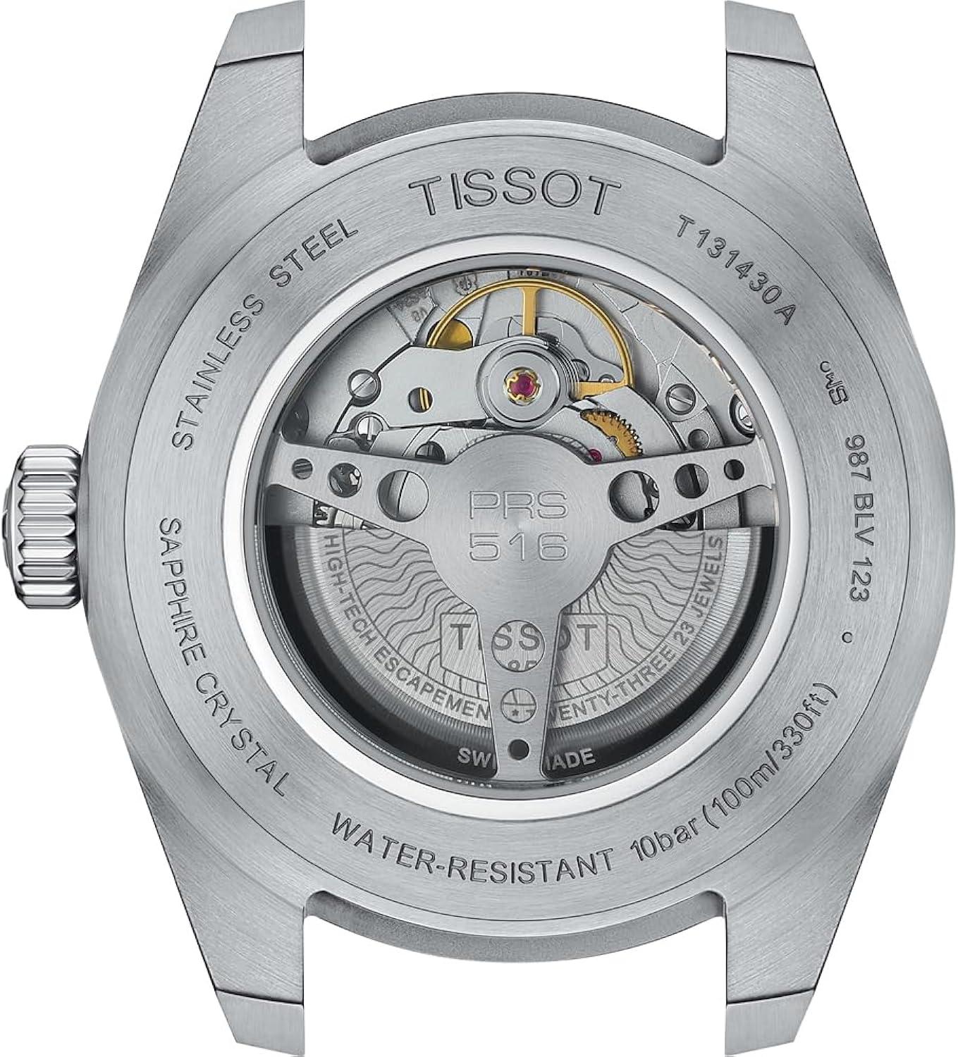 Tissot PRS 516 Silver Dial Brown Leather Automatic Wristwatch