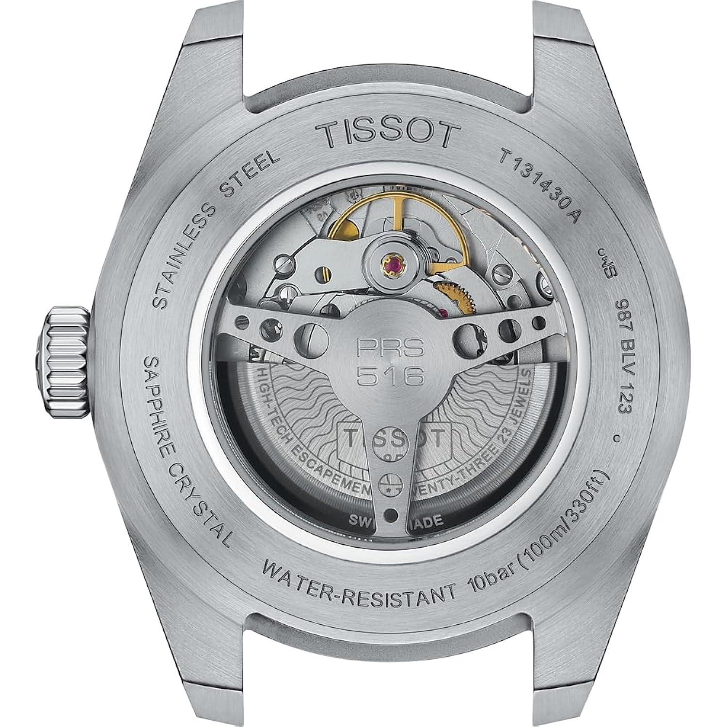 Tissot PRS 516 Silver Dial Brown Leather Automatic Wristwatch