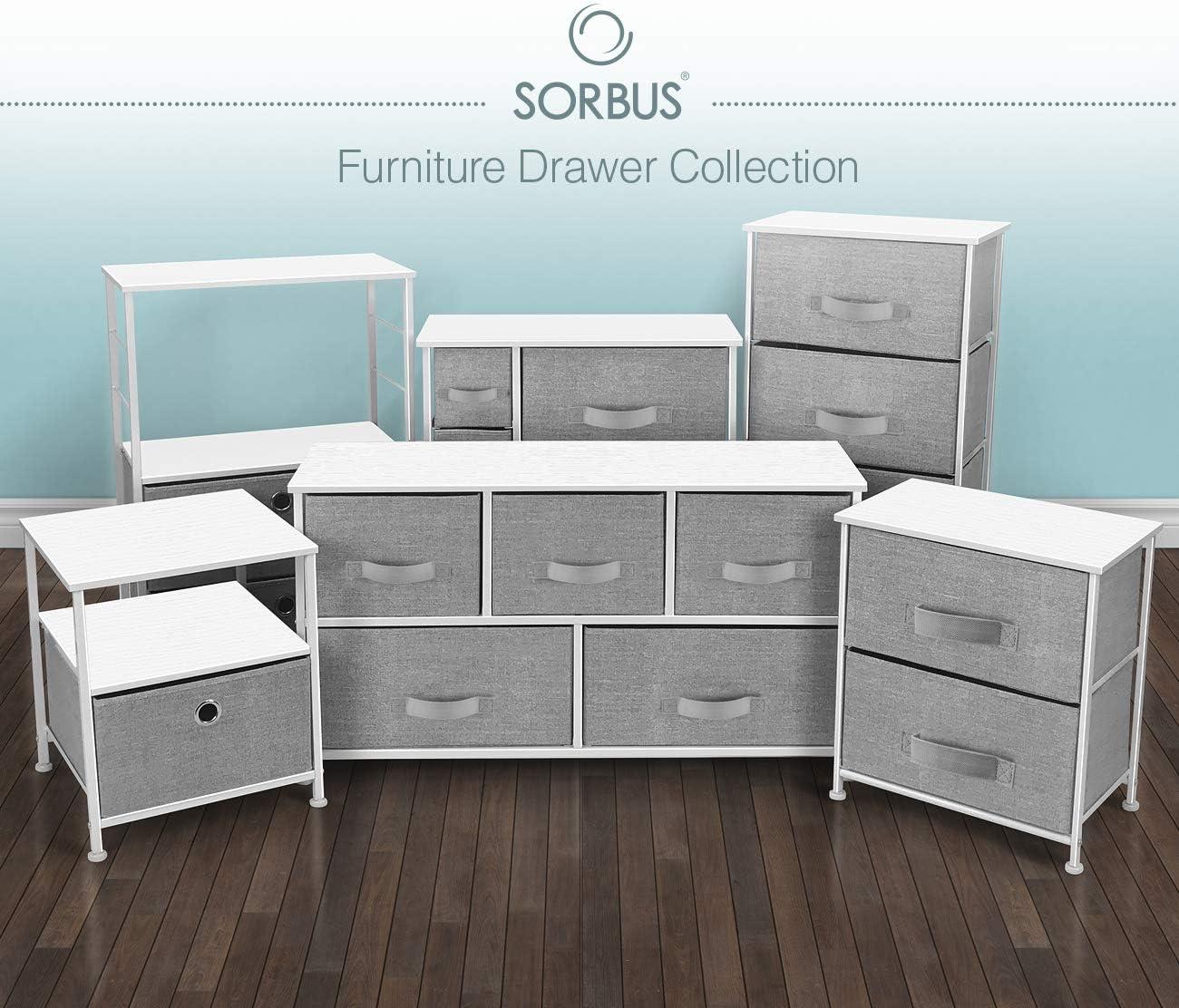 Sorbus 4 Drawers Chest Nightstand - Storage for Closet, Home, College Dorm - Features Steel Frame, Wood Top, & Fabric Bins