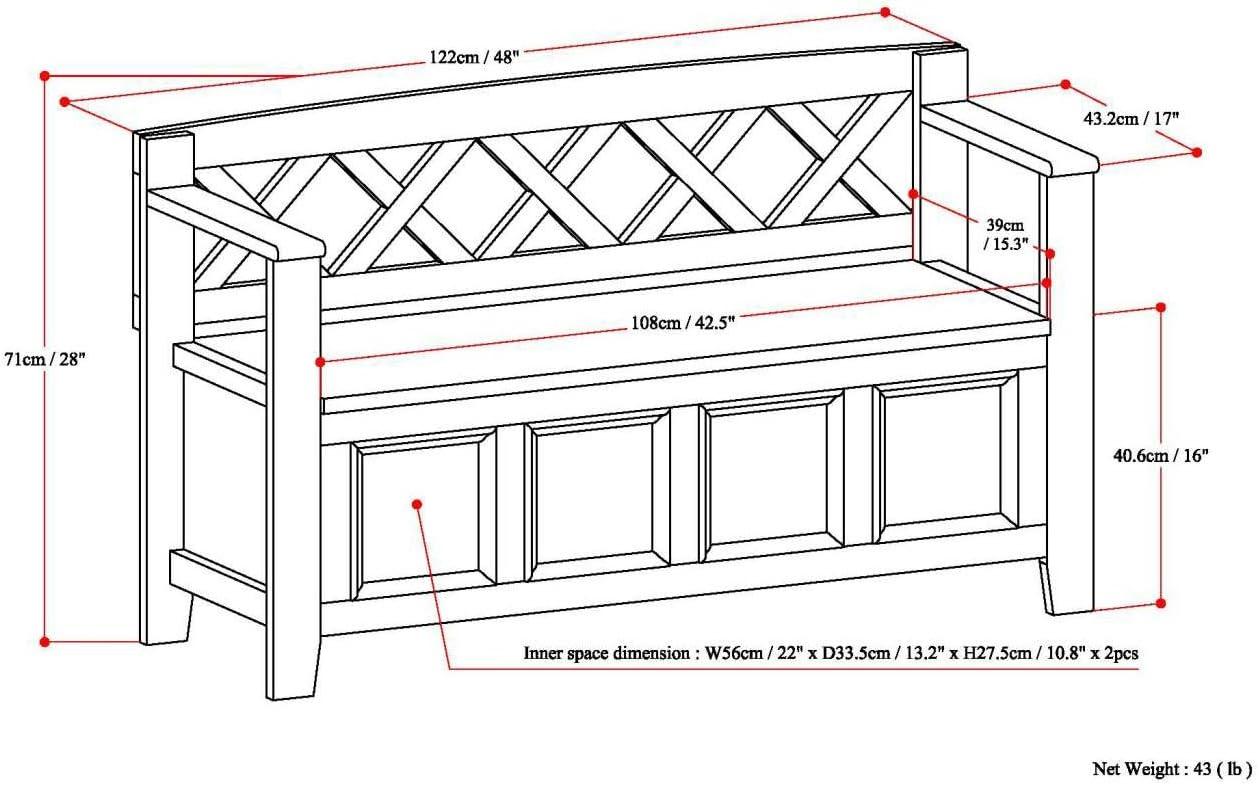 Amherst SOLID WOOD 48" W Transitional Entryway Storage Bench in Farmhouse Gray