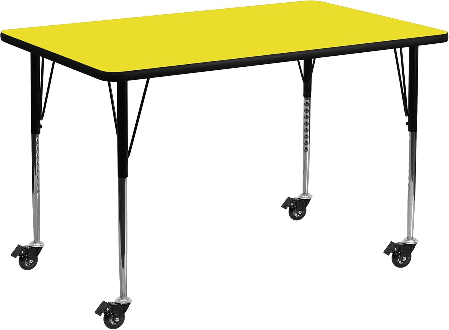 Flash Furniture Goddard Mobile 24''W x 48''L Rectangular HP Laminate Activity Table - Adjustable Legs