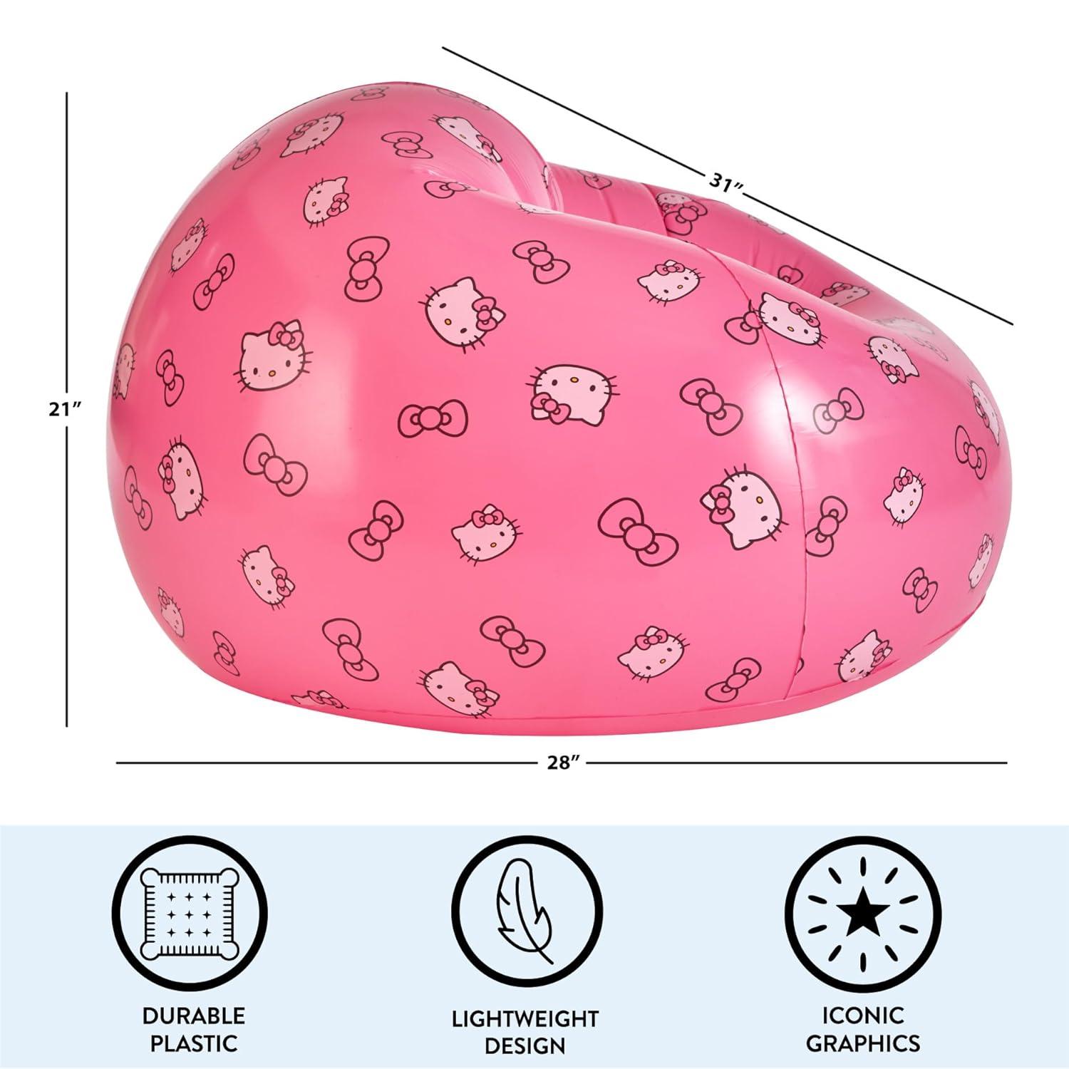 Sanrio Hello Kitty Portable Inflatable Gaming Chair,Kids Fun Comfy Lounge Seat, Ideal for Playrooms and Room Décor