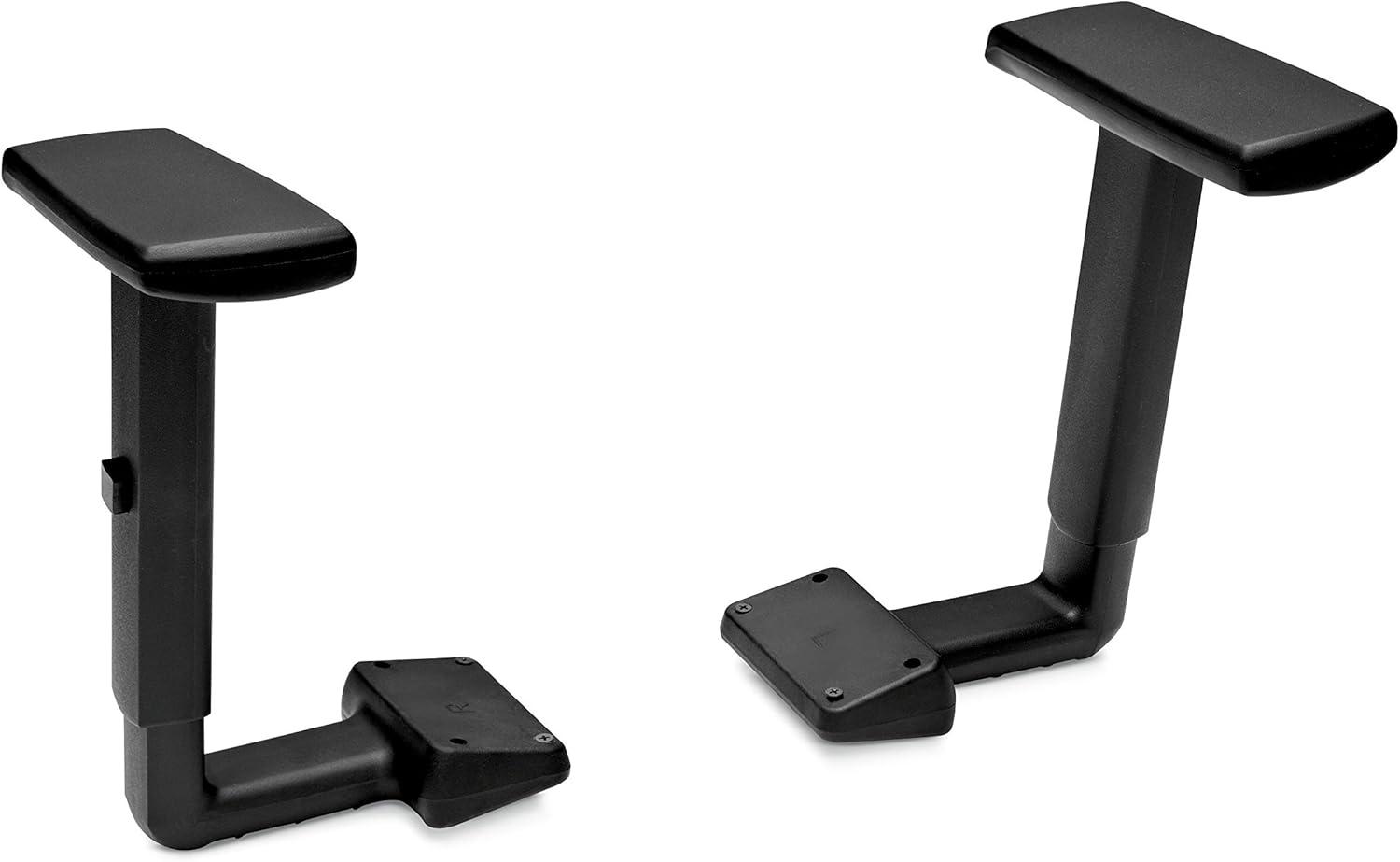 Adjustable Black T-Armrest Pair for Task Chairs, Molded Polyurethane