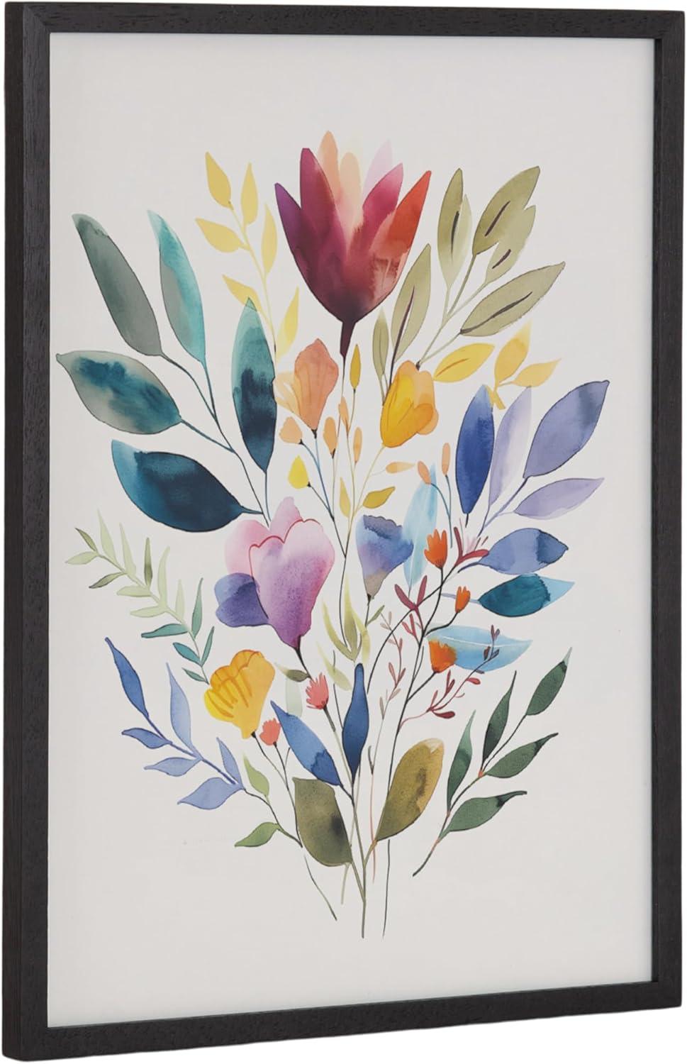 Kate & Laurel All Things Decor 12"x16" Gallery Jewel Tone Botanical Watercolor Bouquet Print by The Creative Bunch Studio Black