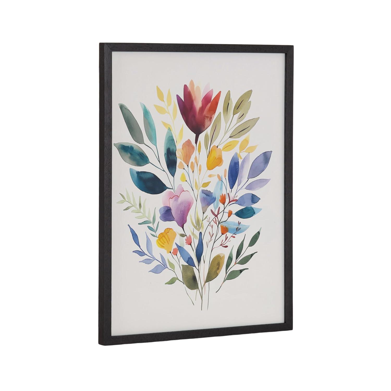 Kate & Laurel All Things Decor 12"x16" Gallery Jewel Tone Botanical Watercolor Bouquet Print by The Creative Bunch Studio Black
