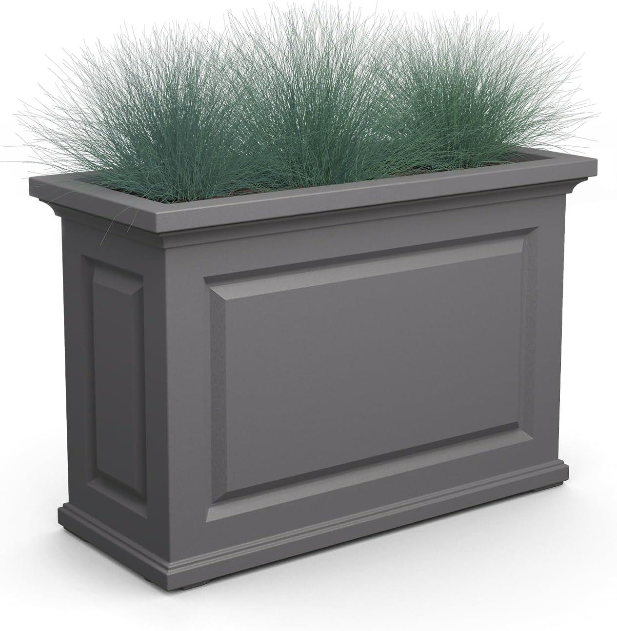 Mayne Inc. Nantucket Trough Planter - Graphite Grey - 36in L x 16in W x24in H - with 17.3 Gallon Built-in Water Reservoir (4847-GRG)