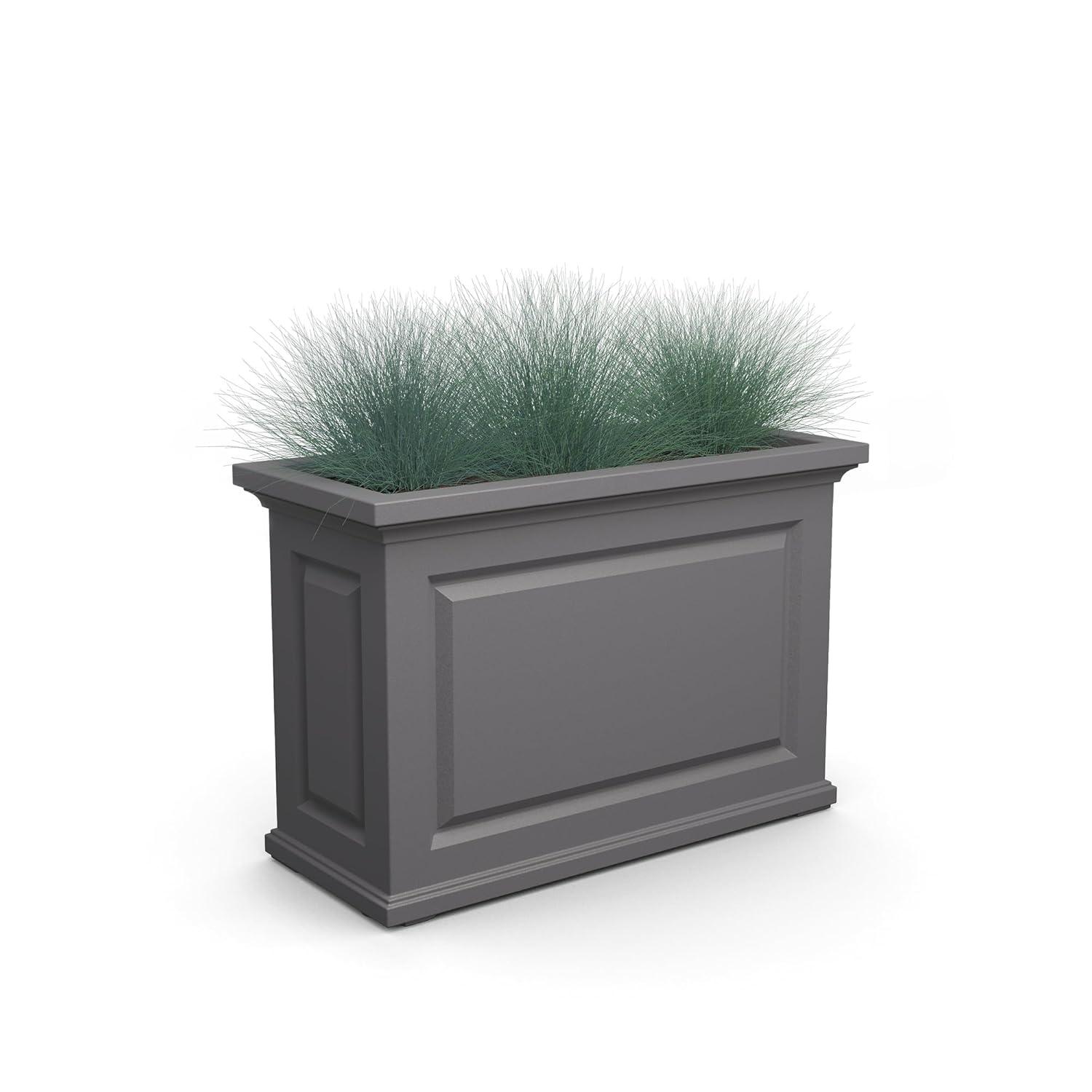 Mayne Inc. Nantucket Trough Planter - Graphite Grey - 36in L x 16in W x24in H - with 17.3 Gallon Built-in Water Reservoir (4847-GRG)