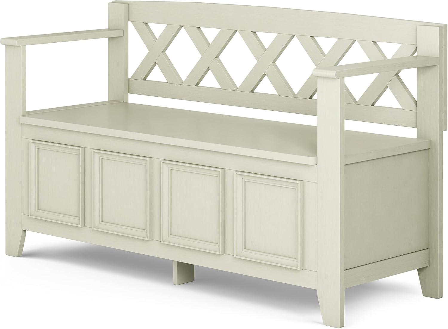 Simpli Home Amherst 48"W Solid Wood Entryway Storage Bench with Lift-Top Lid and Dual Compartments
