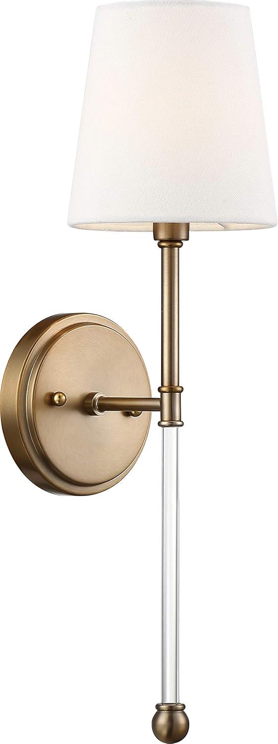 Olmstead Bronze and White Linen Wall Sconce