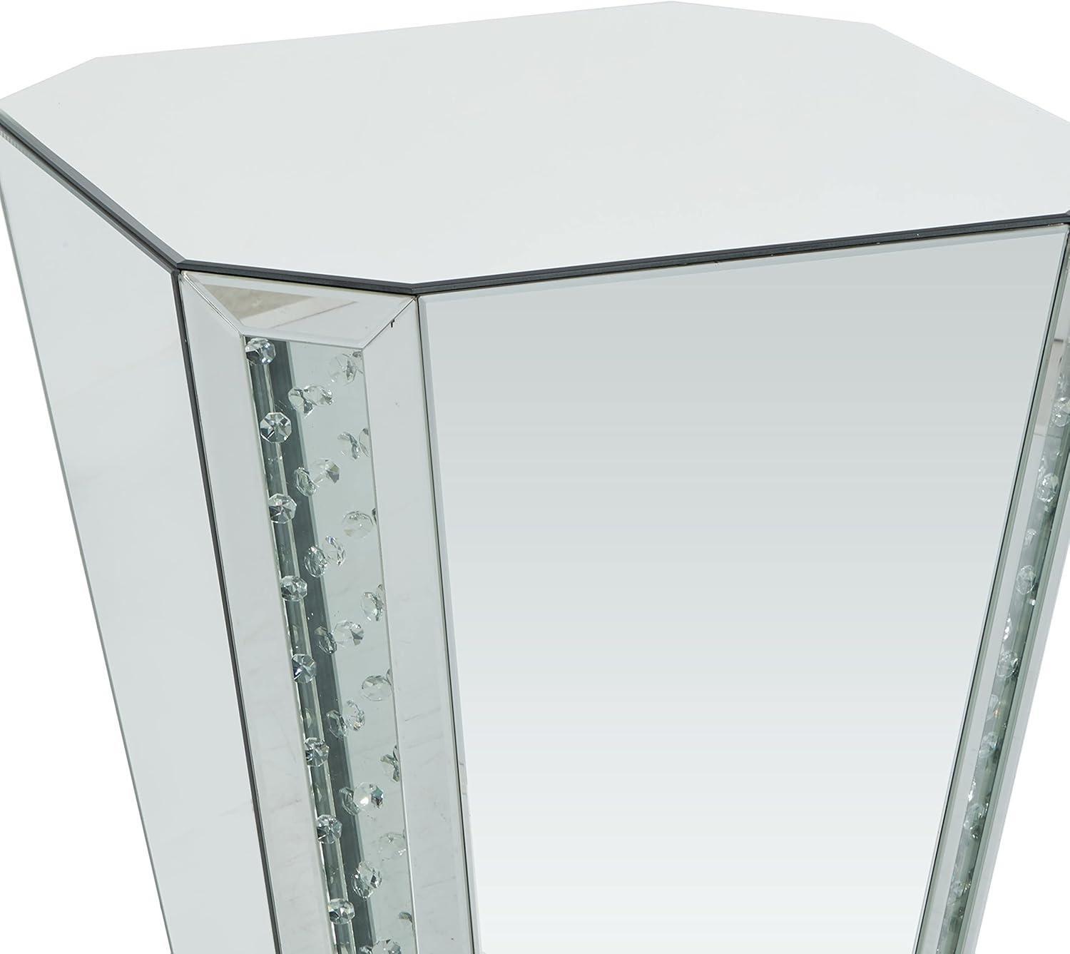 DecMode 20" x 24" Silver Glass Mirrored Geometric Accent Table, 1-Piece