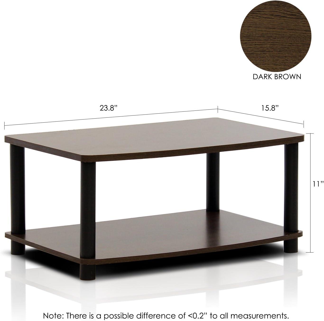 Sleek 2-Tier No-Tools TV Stand in Dark Brown and Black