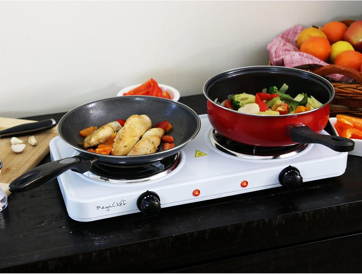 Portable Dual Coil Electric Burner Cooktop in White