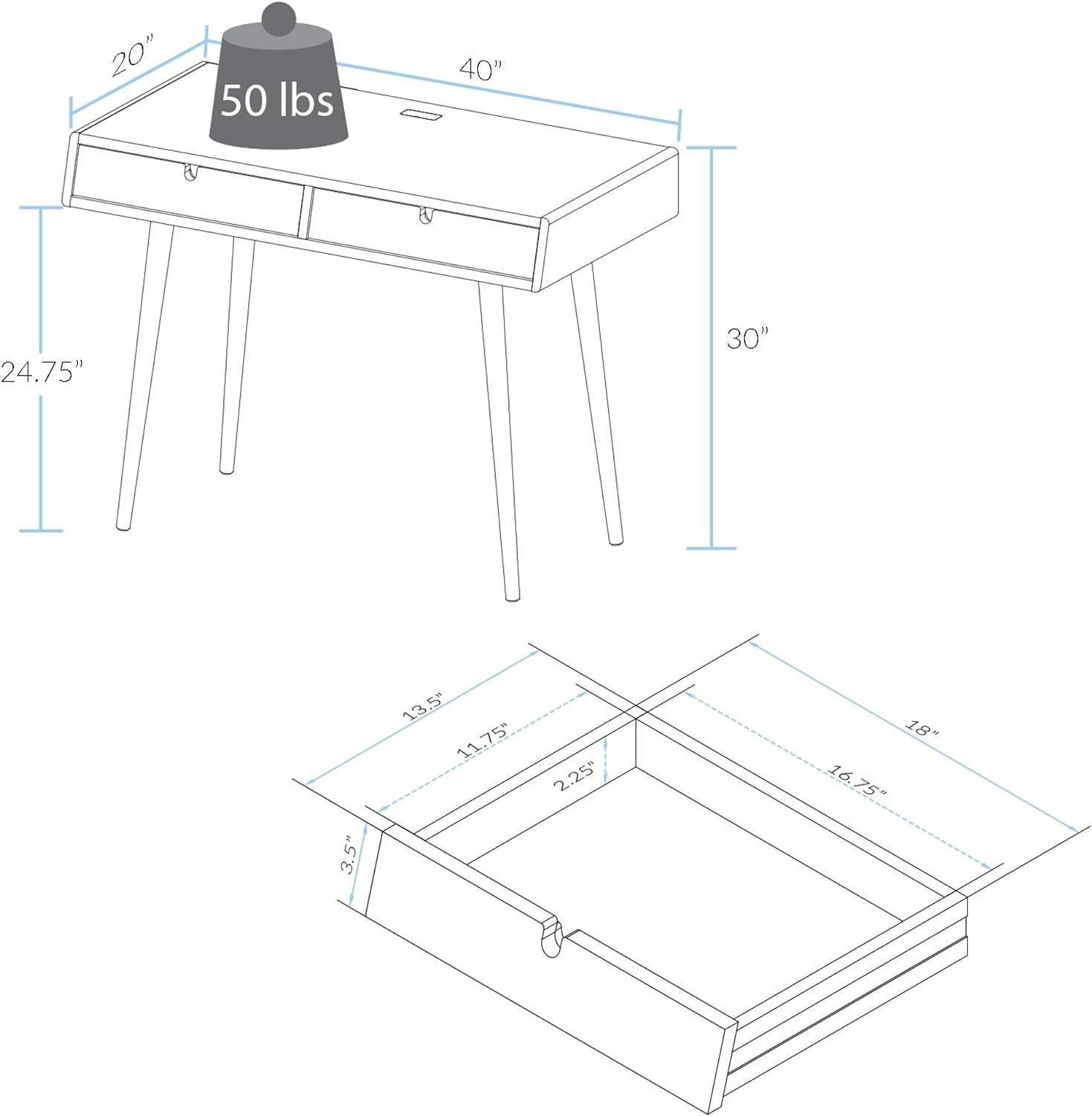 Freedom Desk with USB Ports Made of Solid American Oak