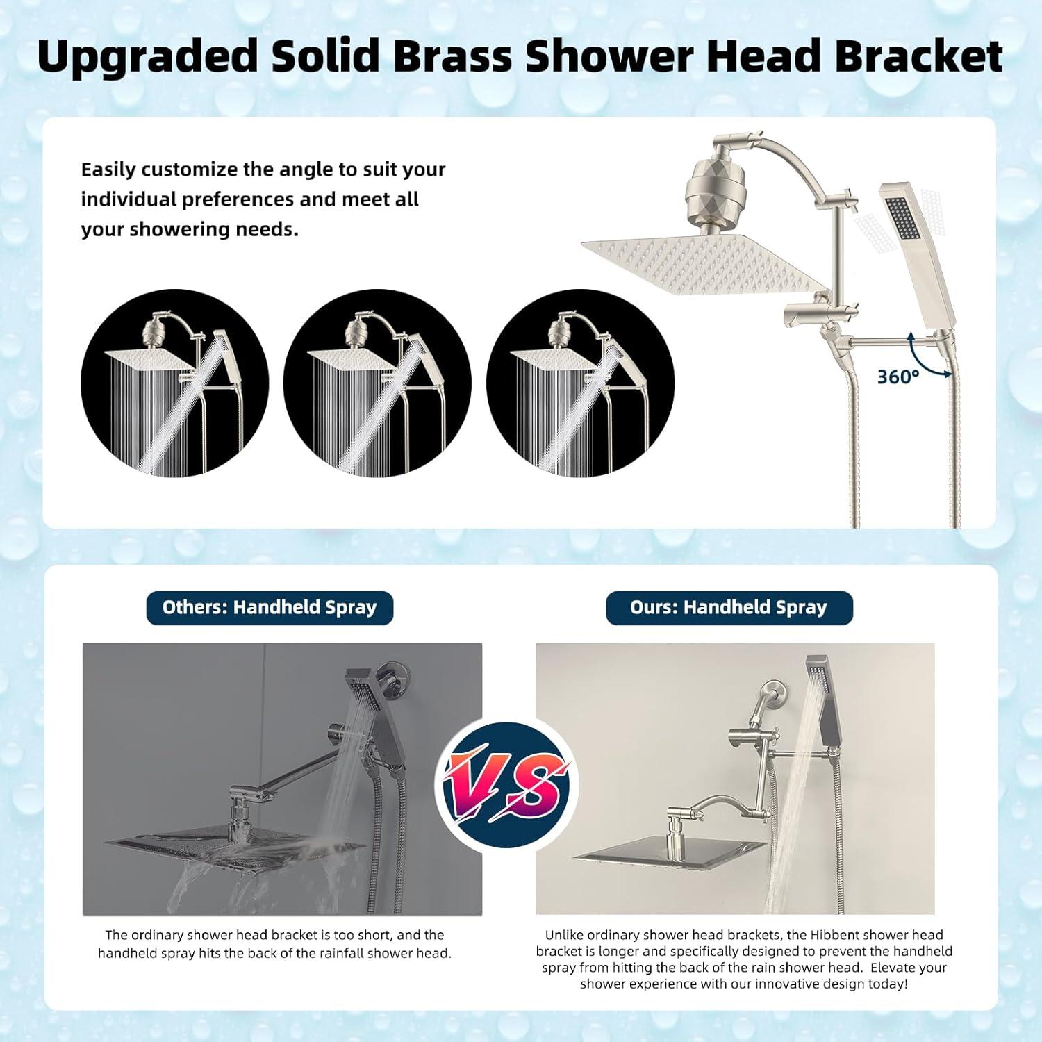 Brushed Nickel Dual Head Rainfall Shower Combo with Filter