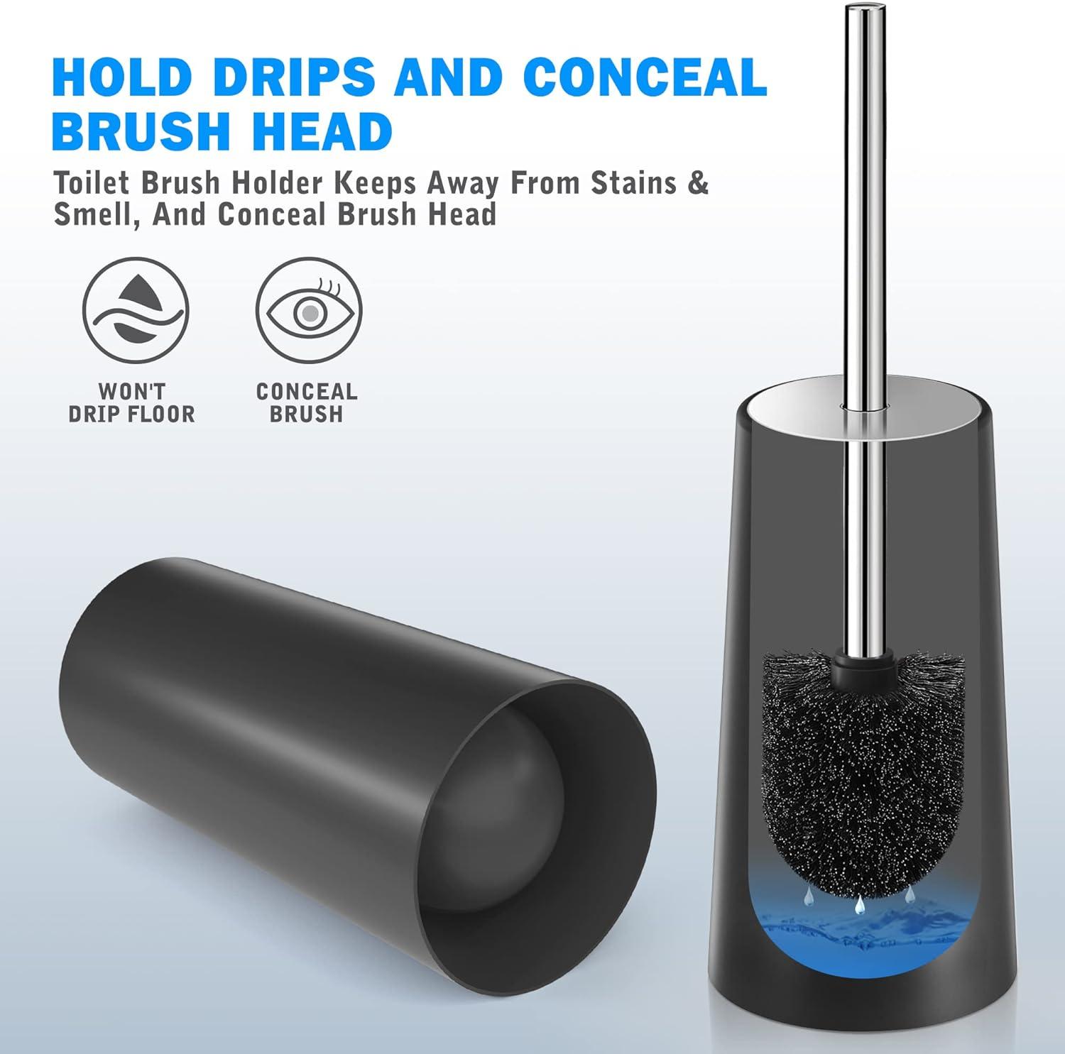 Black Stainless Steel Toilet Brush and Holder Set