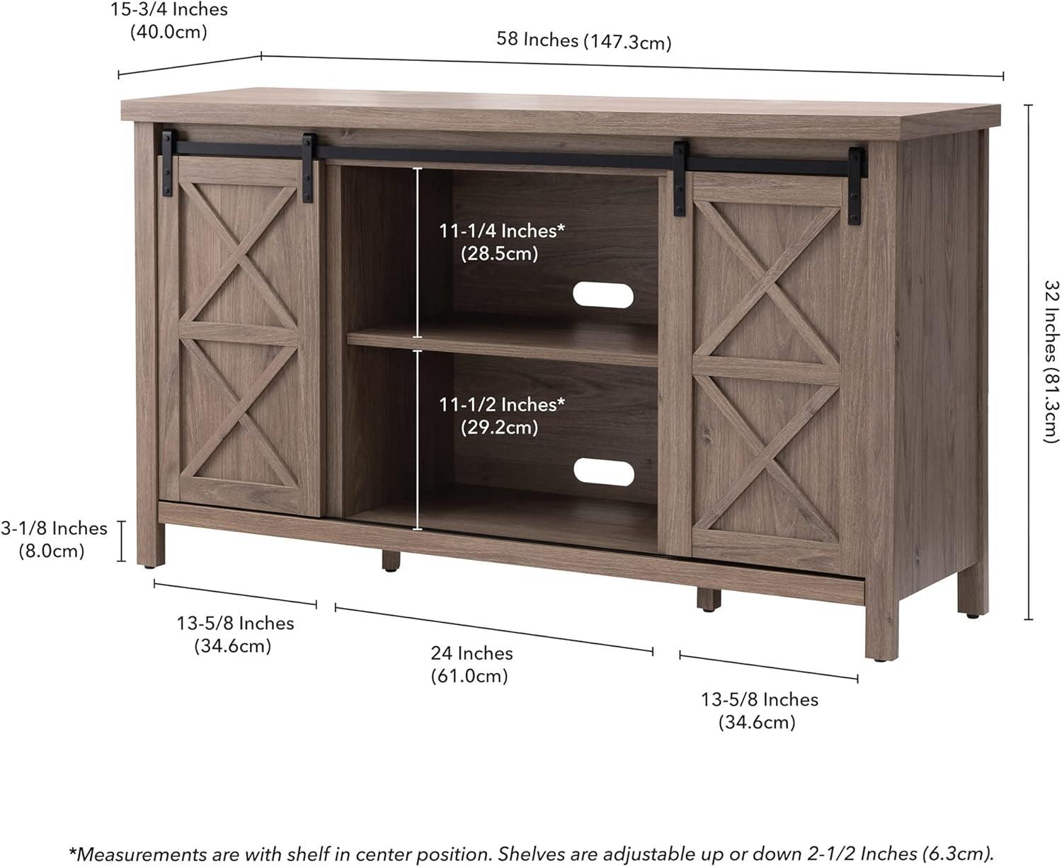 Evelyn&Zoe Elmwood Rectangular TV Stand for TV's up to 65", Antiqued Gray Oak