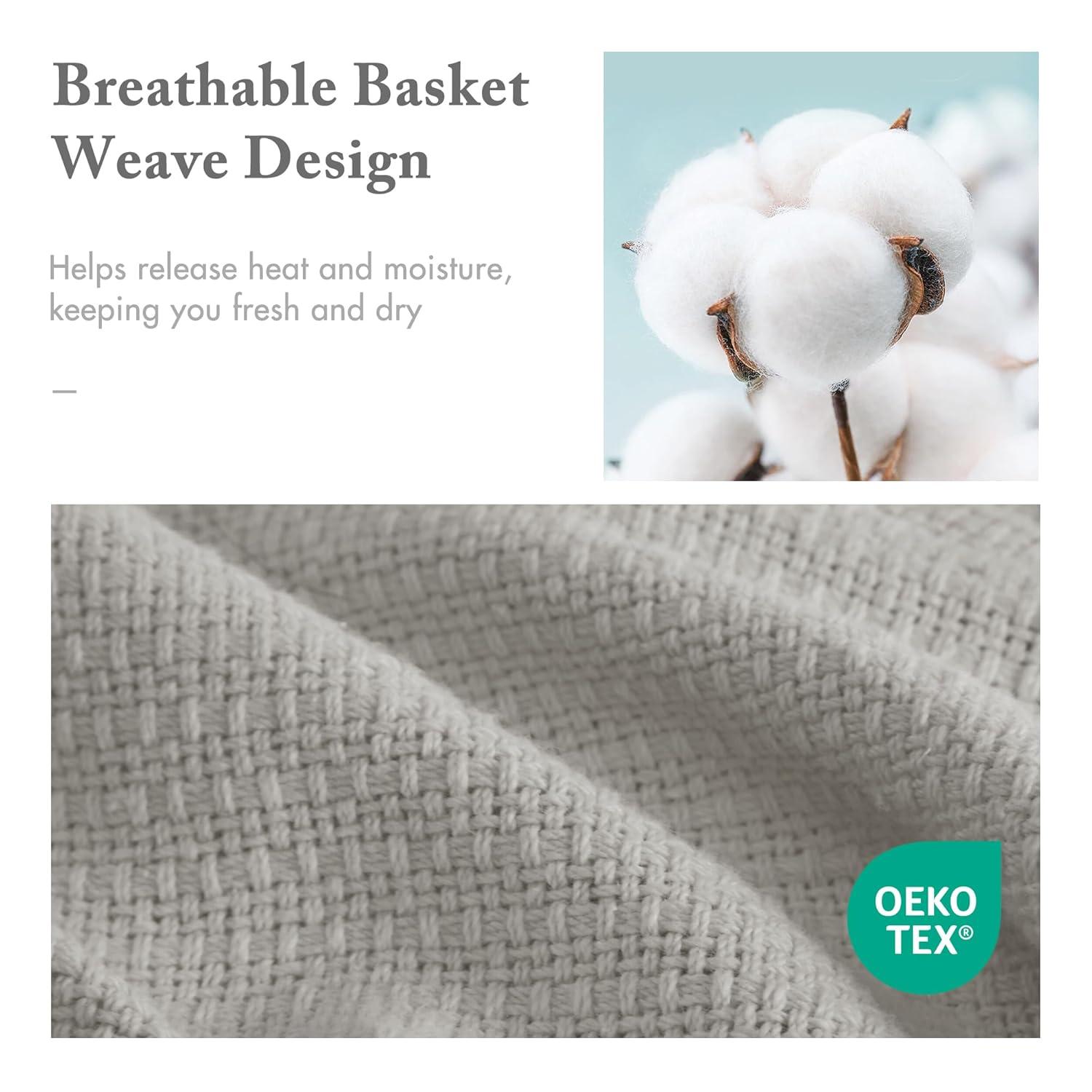 Madison Park Freshspun Basketweave Cotton Blanket