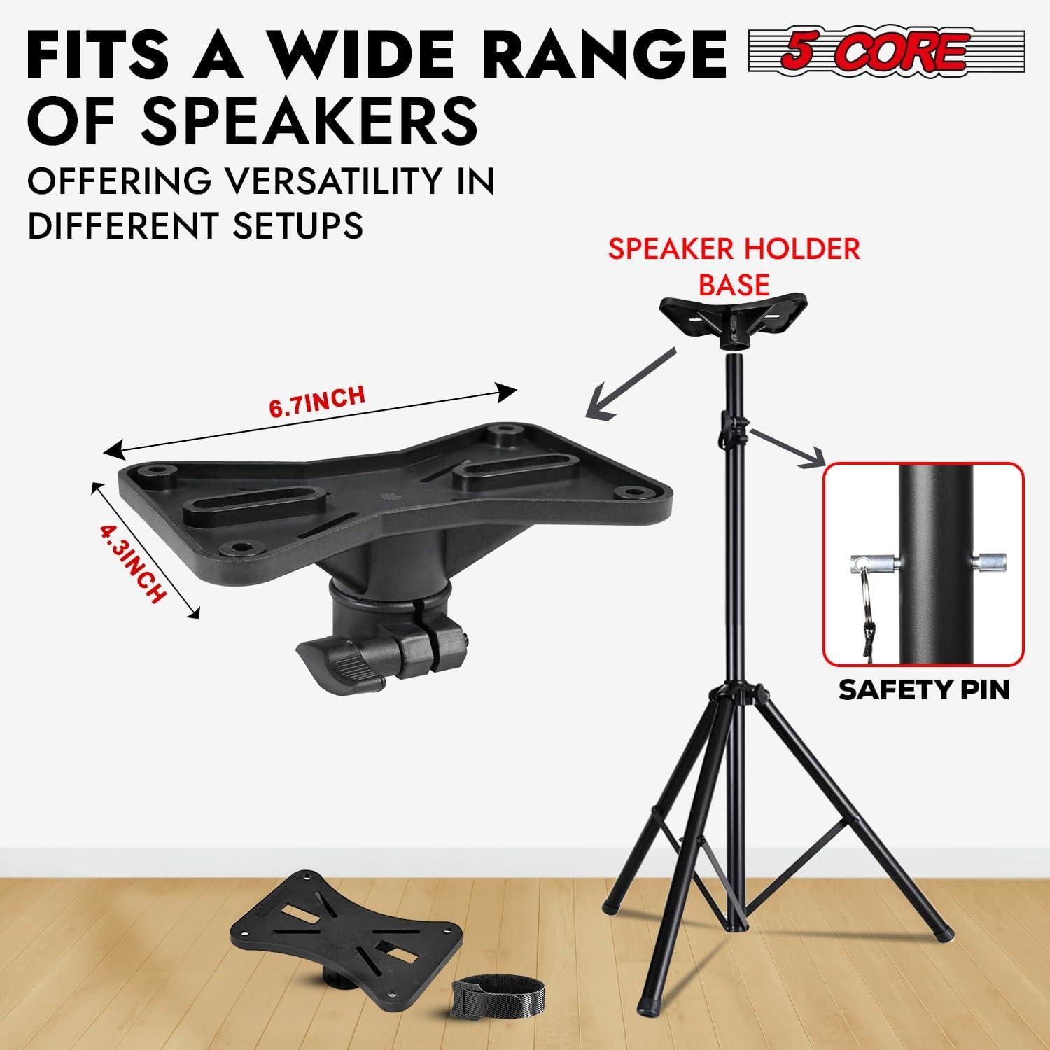 Inbox Zero 5 Core Speaker Stand Tripod Heavy Duty Adjustable Up to 72 Inch DJ Studio Monitor Stands Pole Mount