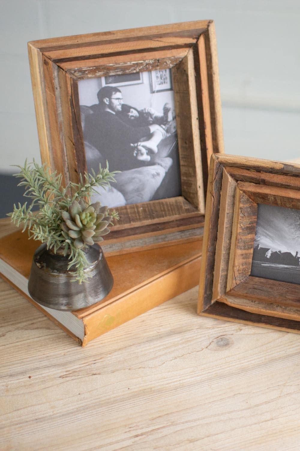 KALALOU NMCC1150 Set of 2 Recycled Wood Photo Frames - Natural