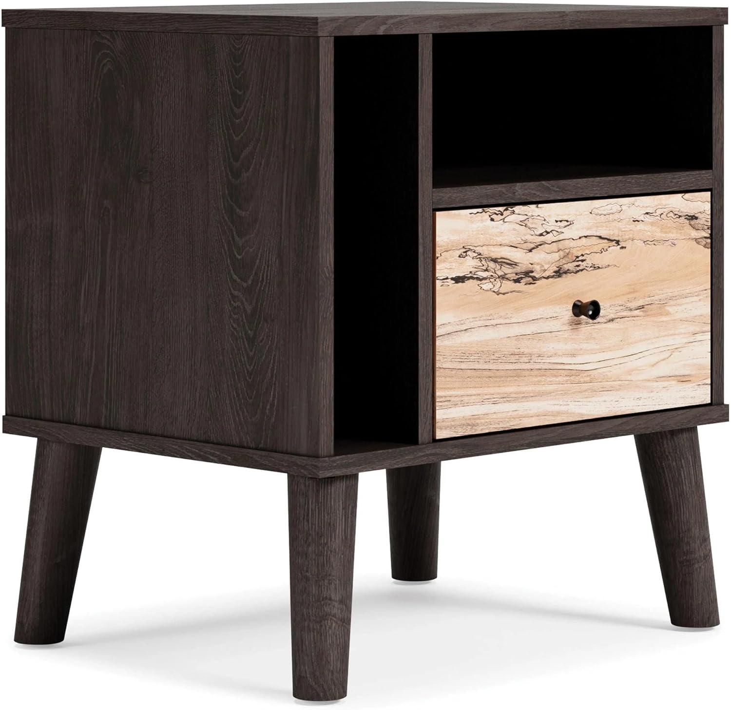 Piperton Nightstand Black/Gray - Signature Design by Ashley: Dual-Tone, Open Shelf, Matte Knobs