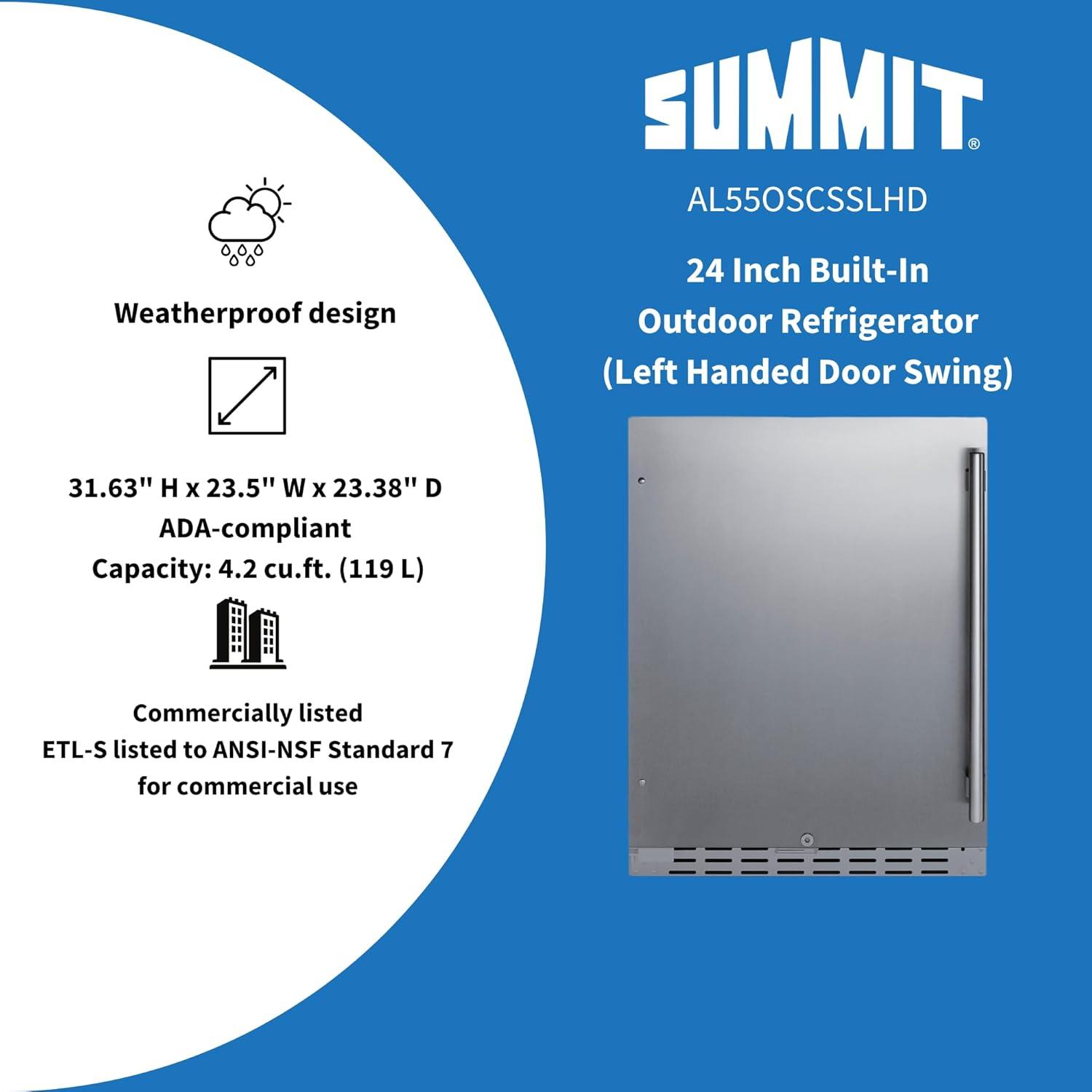 Summit Appliance Summit Appliance 24" W Built-in ADA Compliant Outdoor Refrigerator