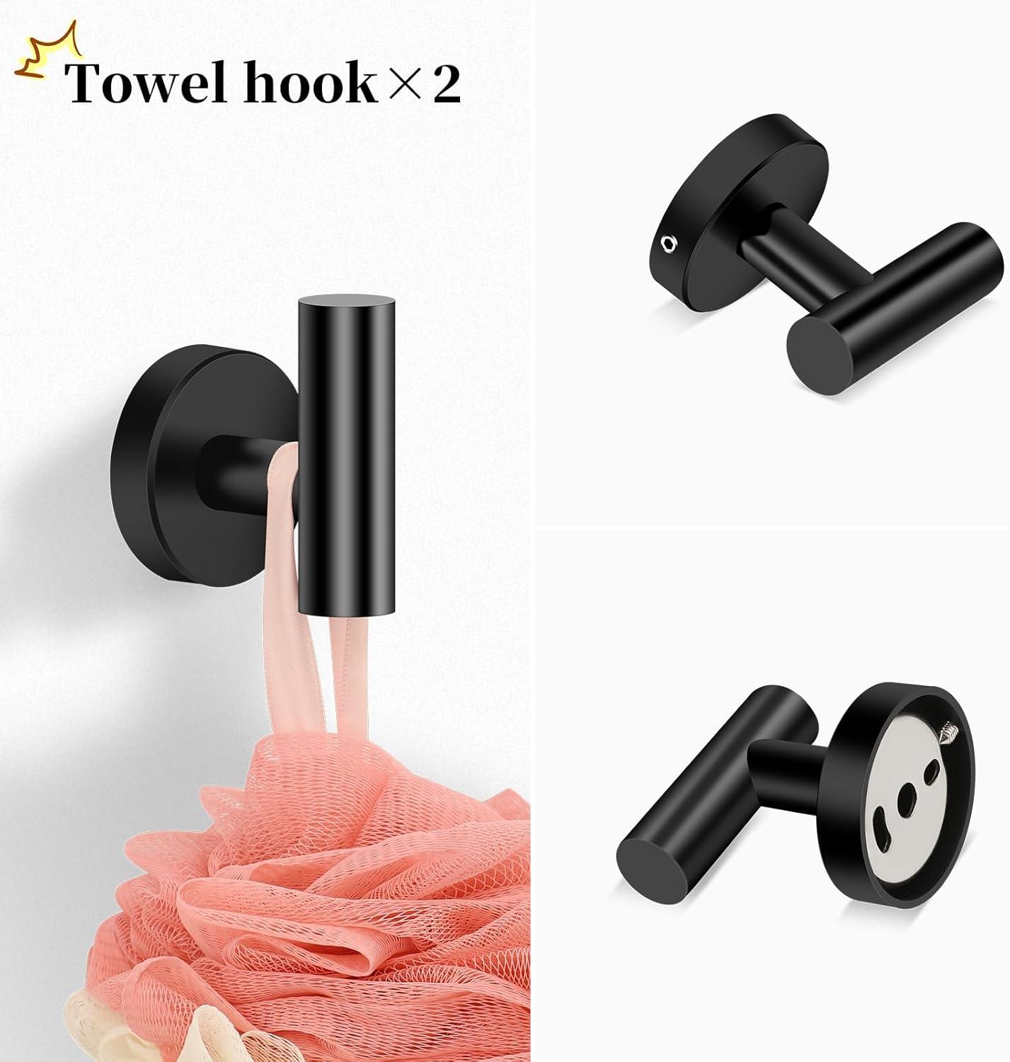 Matte Black Stainless Steel 4-Piece Bathroom Hardware Set