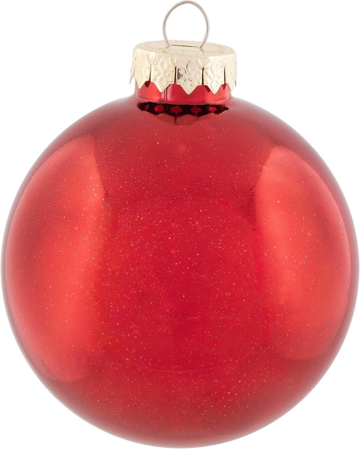 Northlight Shiny and Matte Glass Christmas Ball Ornaments - Red/Gold - 4" (100mm) - 72ct