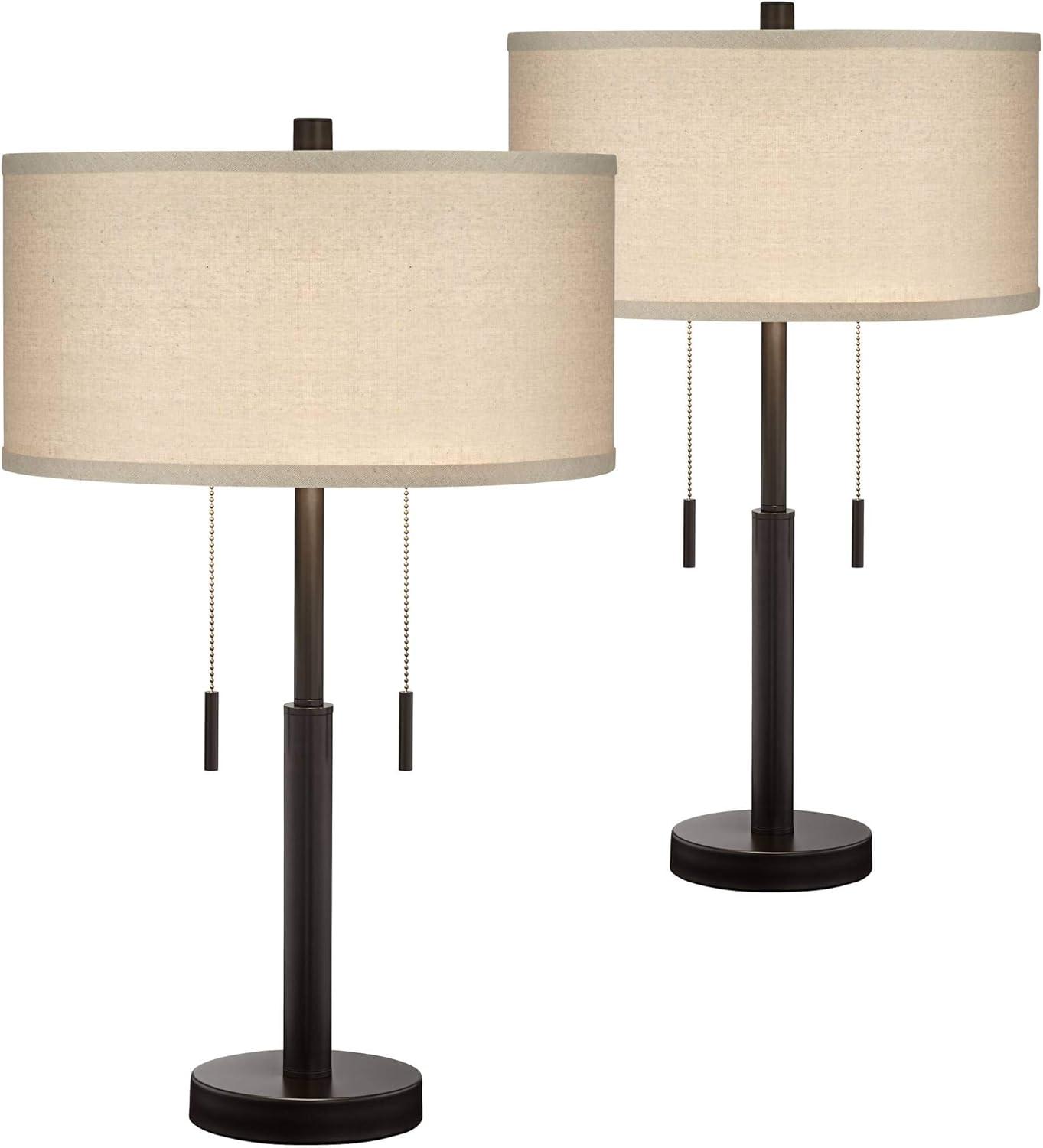 Bernie Bronze Industrial Table Lamps Set with USB Ports