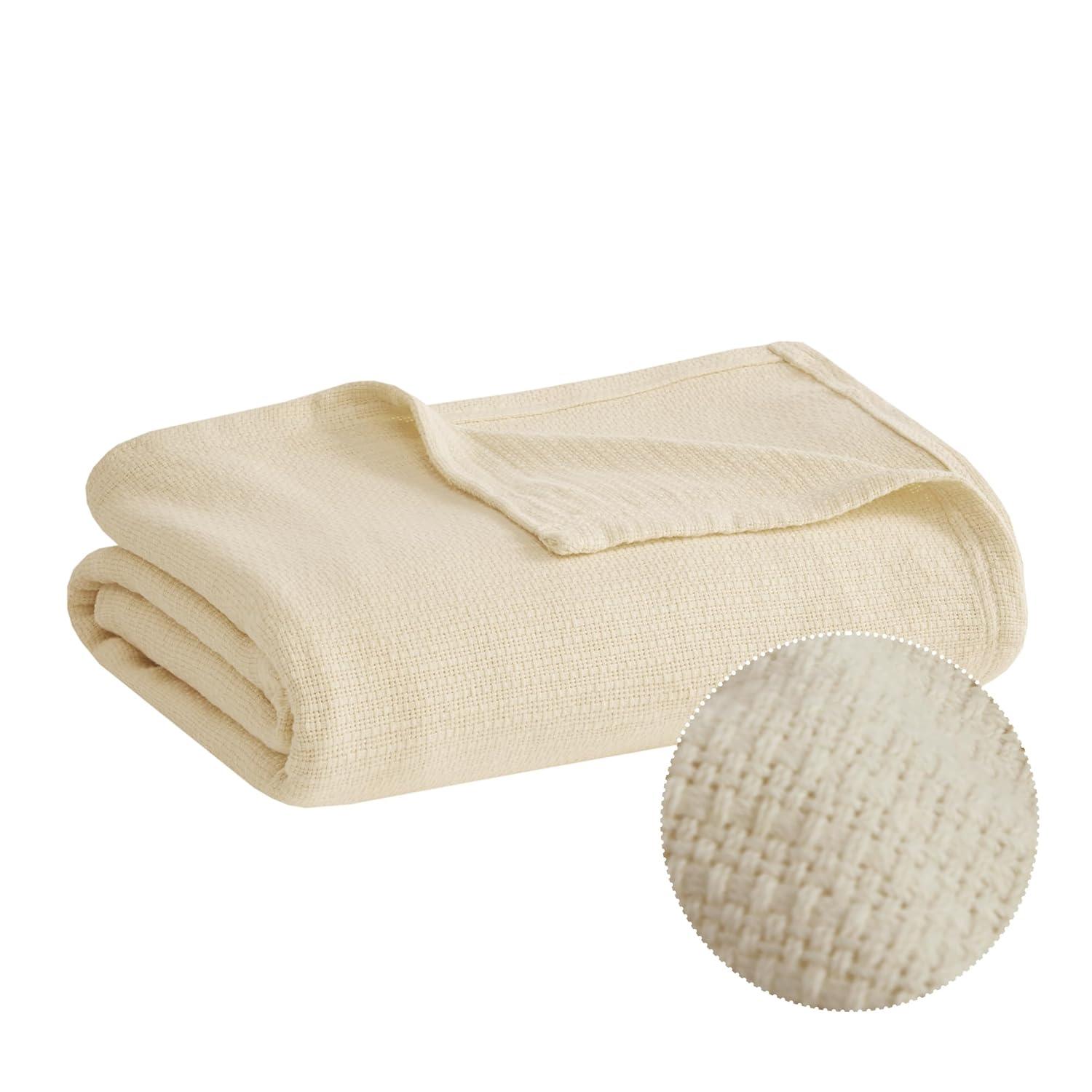 Madison Park Freshspun Basketweave Cotton Blanket