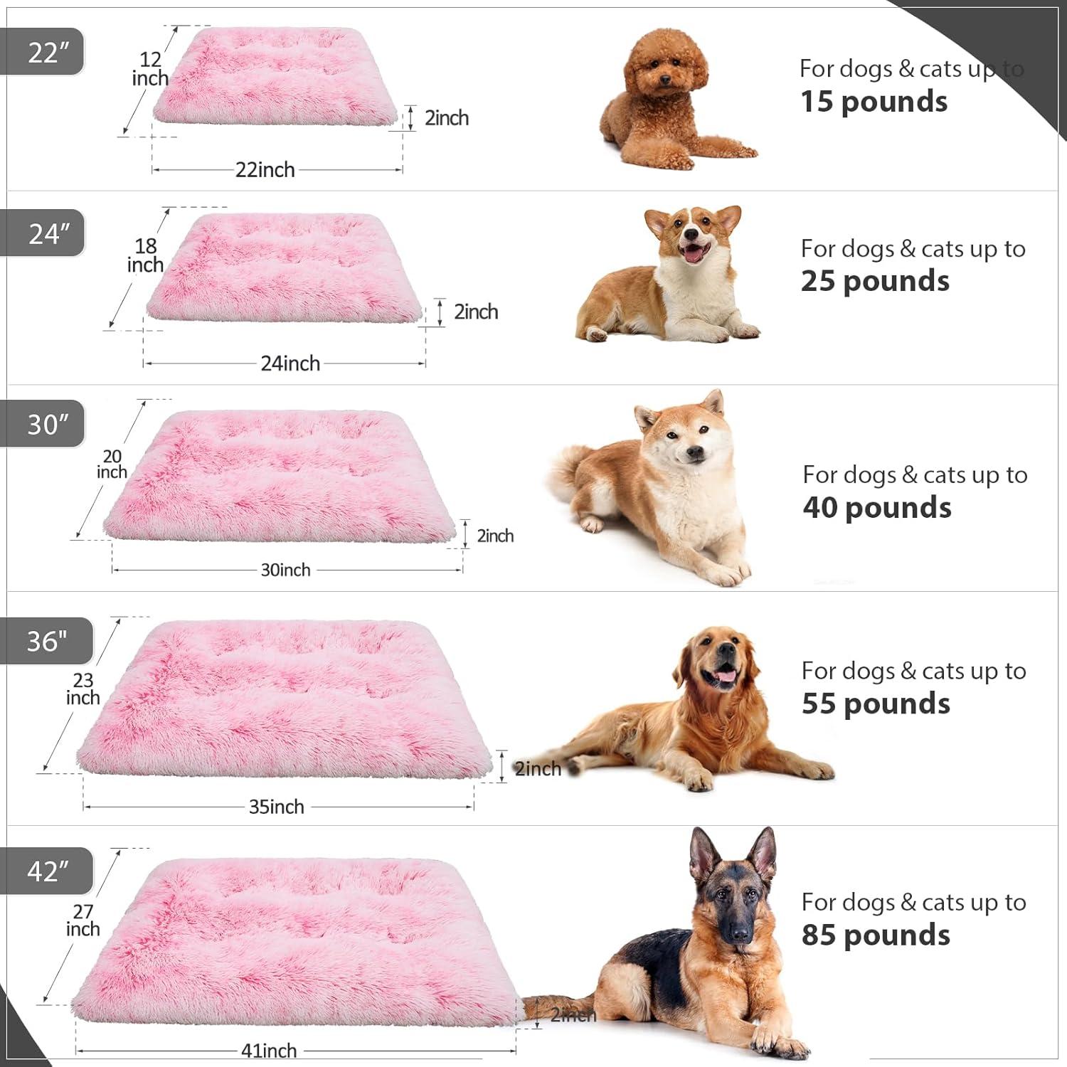 Vonabem Large Dog Bed Pink, Washable Pet Crate Pads for Large Medium Dogs, Plush Soft Girl Princess Puppy Beds Kennel Pad,Anti-Slip Pets Mats for Sleeping 36inch 35 * 23 inch