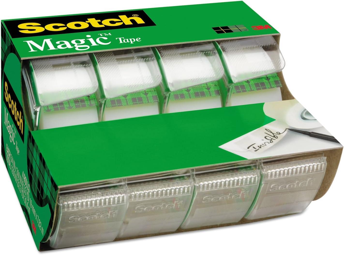 Scotch Magic Tape, 3/4 in. x 300 in., 4 Dispensers/Pack