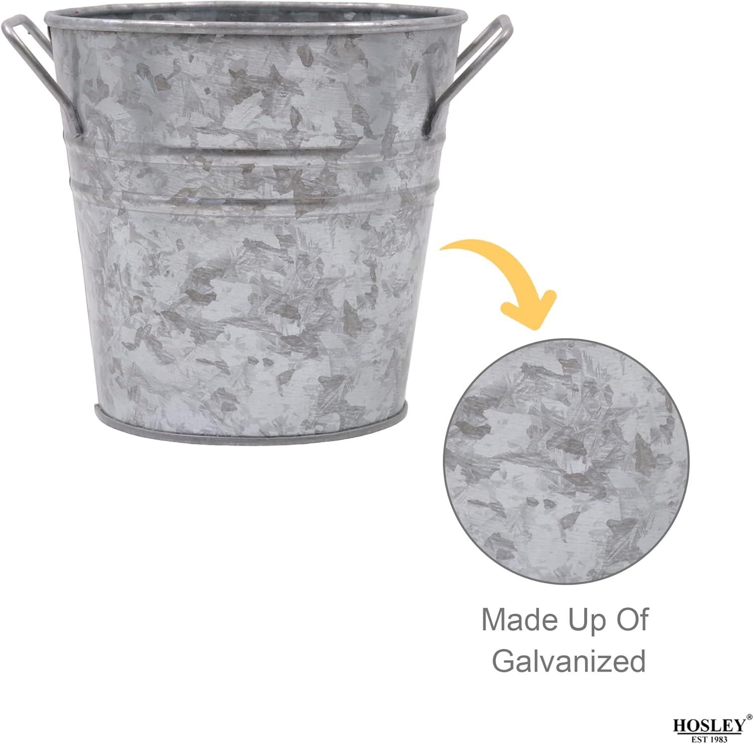 Hosley 3 pack of Galvanized Planters - 5 Inch Diameter