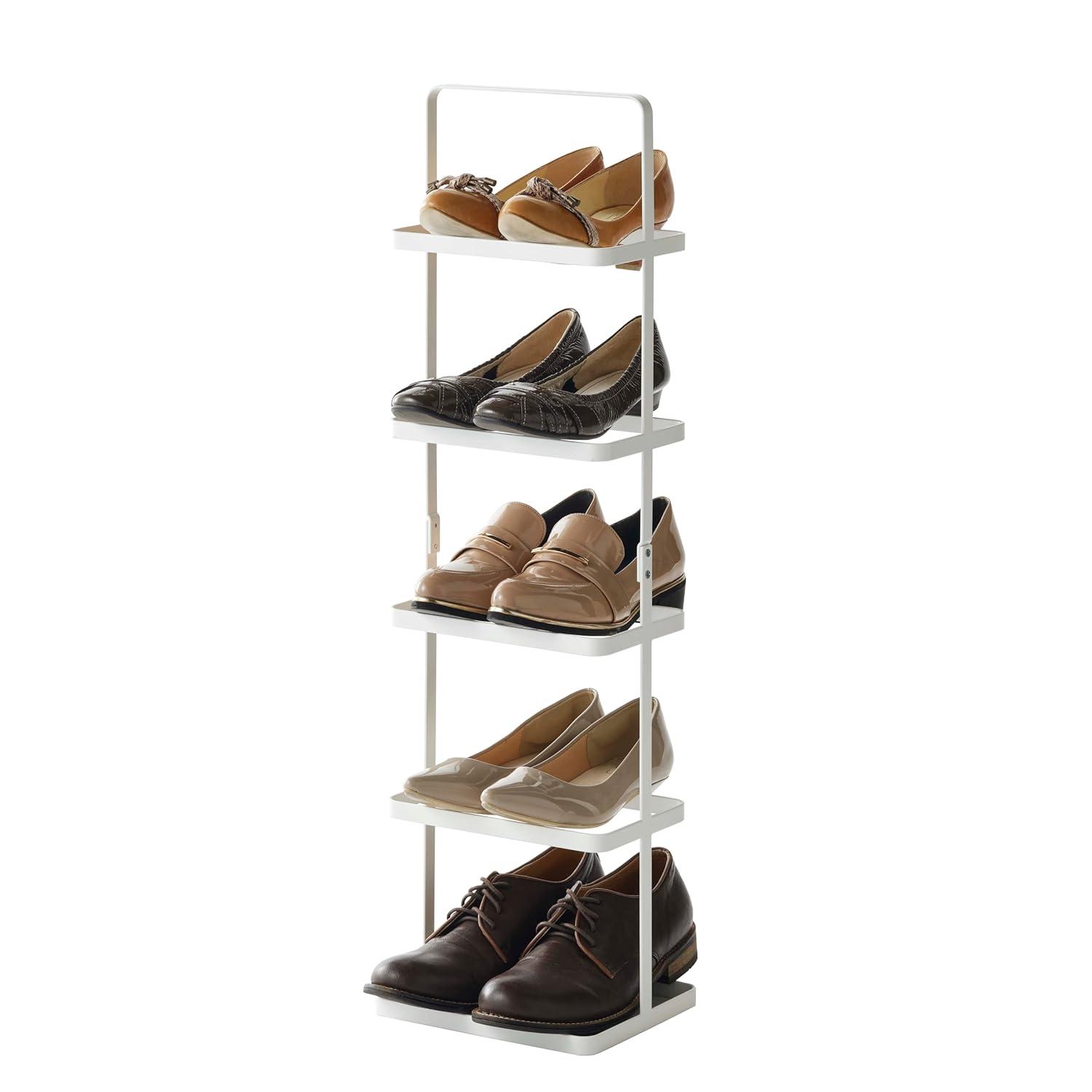 Yamazaki Home Steel Upright 5 Pair Shoe Rack with Handle