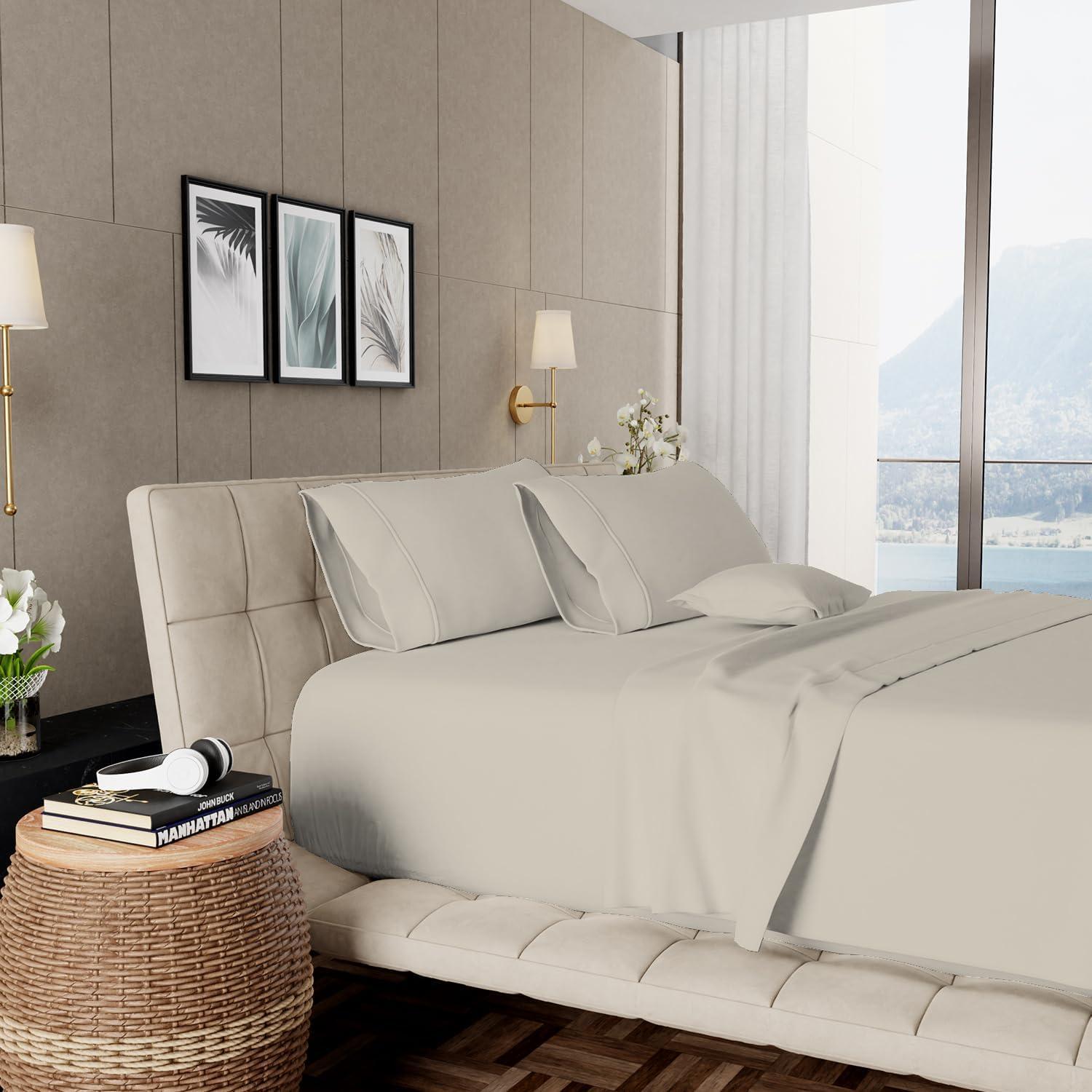 Full 1000 Thread Count Cotton Solid Sheet Set White - Aireolux
