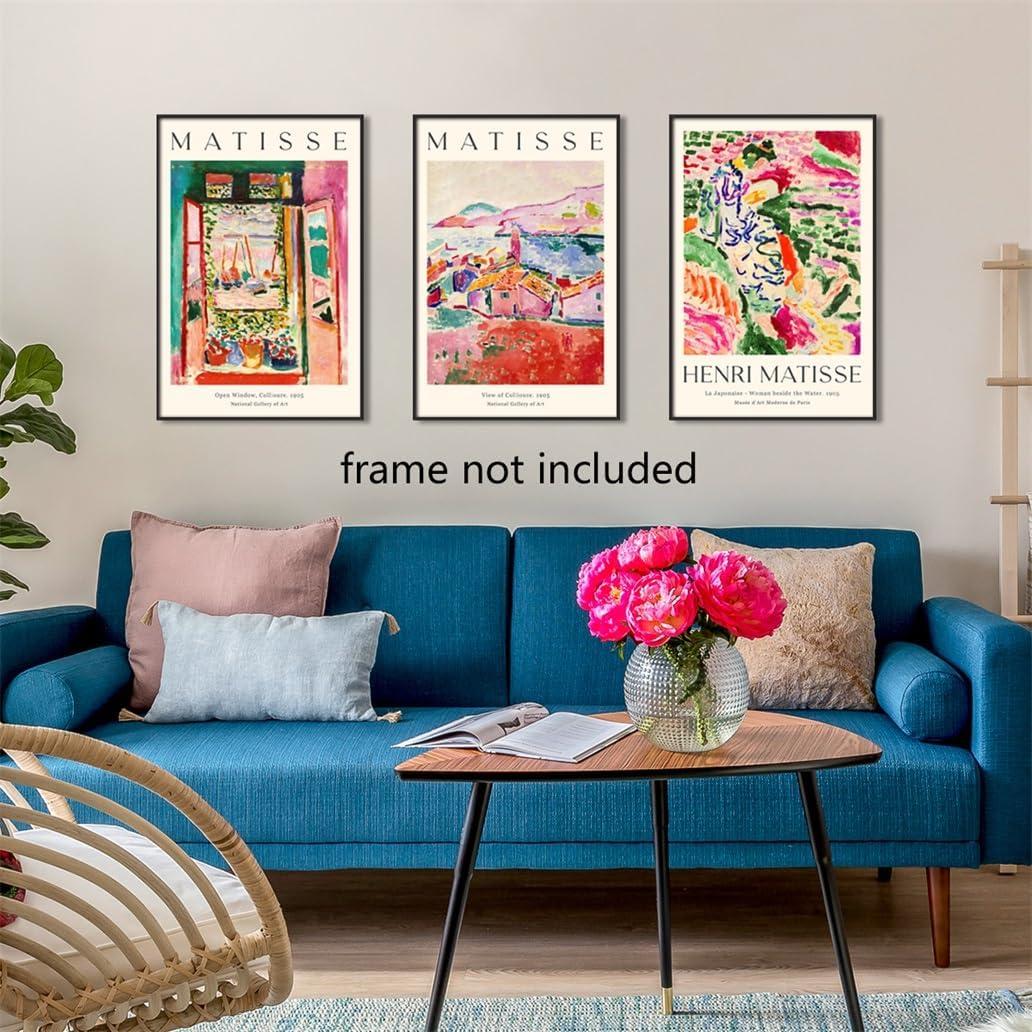 HAUS AND HUES Matisse Prints - Set of 3 Henri Matisse Wall Art, Famous Artist Paintings, Colorful Matisse Poster Set, Impressionist and Modern Art, Classic Art Poster (12x16, Unframed)