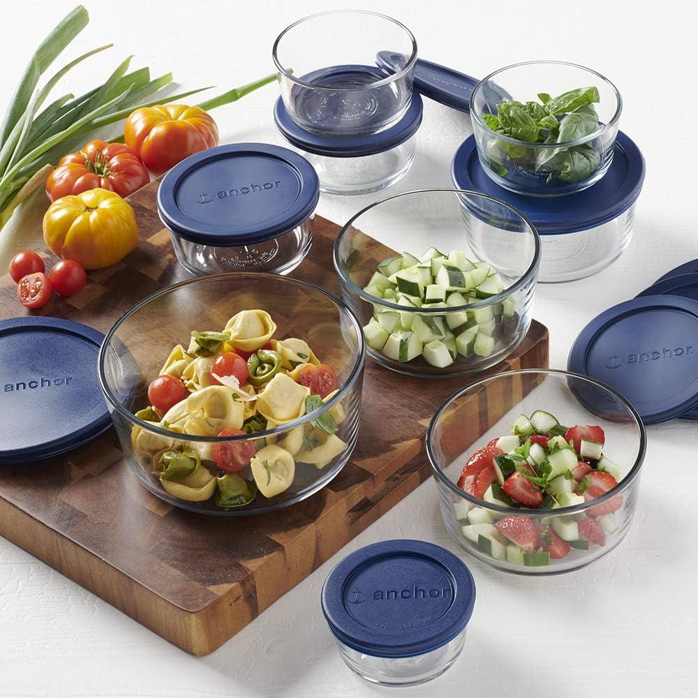 18-Piece Blue Glass Meal Prep Canister Set with Lids