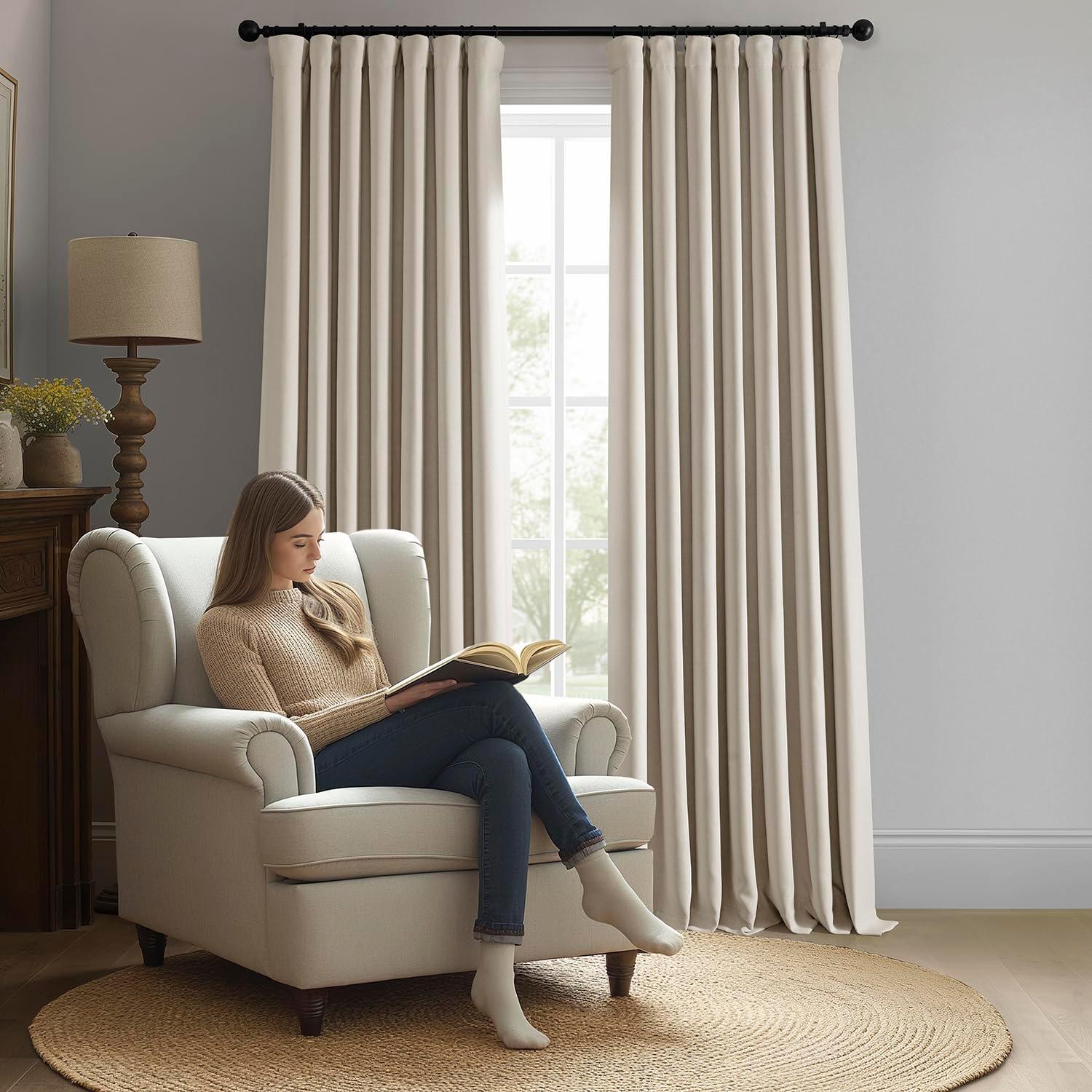 HPD Half Price Drapes Birch Faux Linen Room Darkening Curtains for Bedroom & Living Room Curtains (1 Panel), Door & Window Curtains 84 inches long, Rod Pocket Curtains & drapes, 50W X 84L