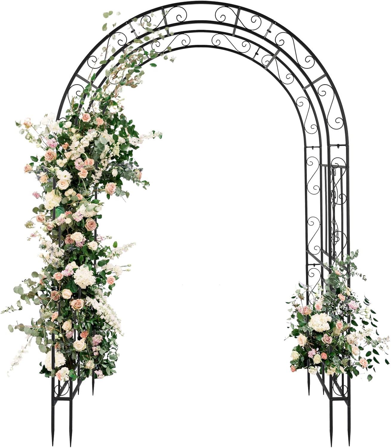 SamyoHome Metal Garden Arch 7Ft Garden Arbor for Climbing Plant Outdoor Wedding