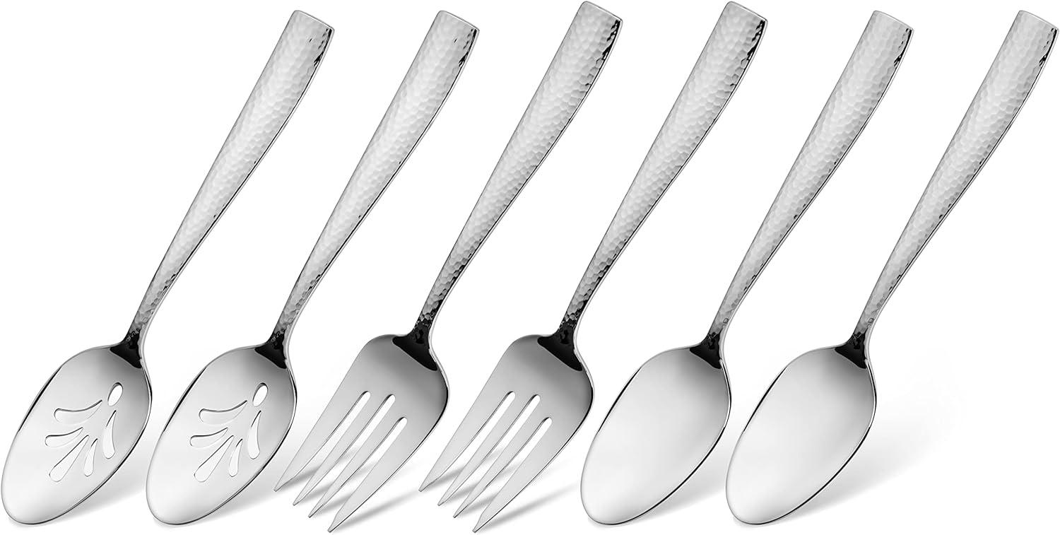 Hudson Essentials 6-Piece Hammered Stainless Steel Silverware Set