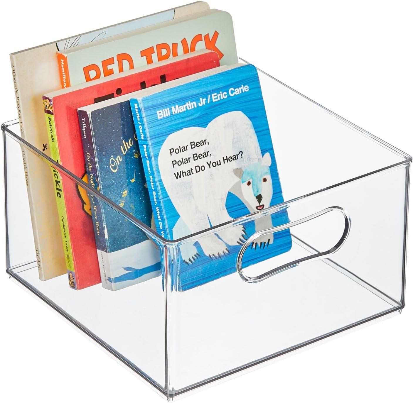 mDesign Deep Plastic Home Storage Organizer Bin, Built-In Handles, 8 Pack, Clear