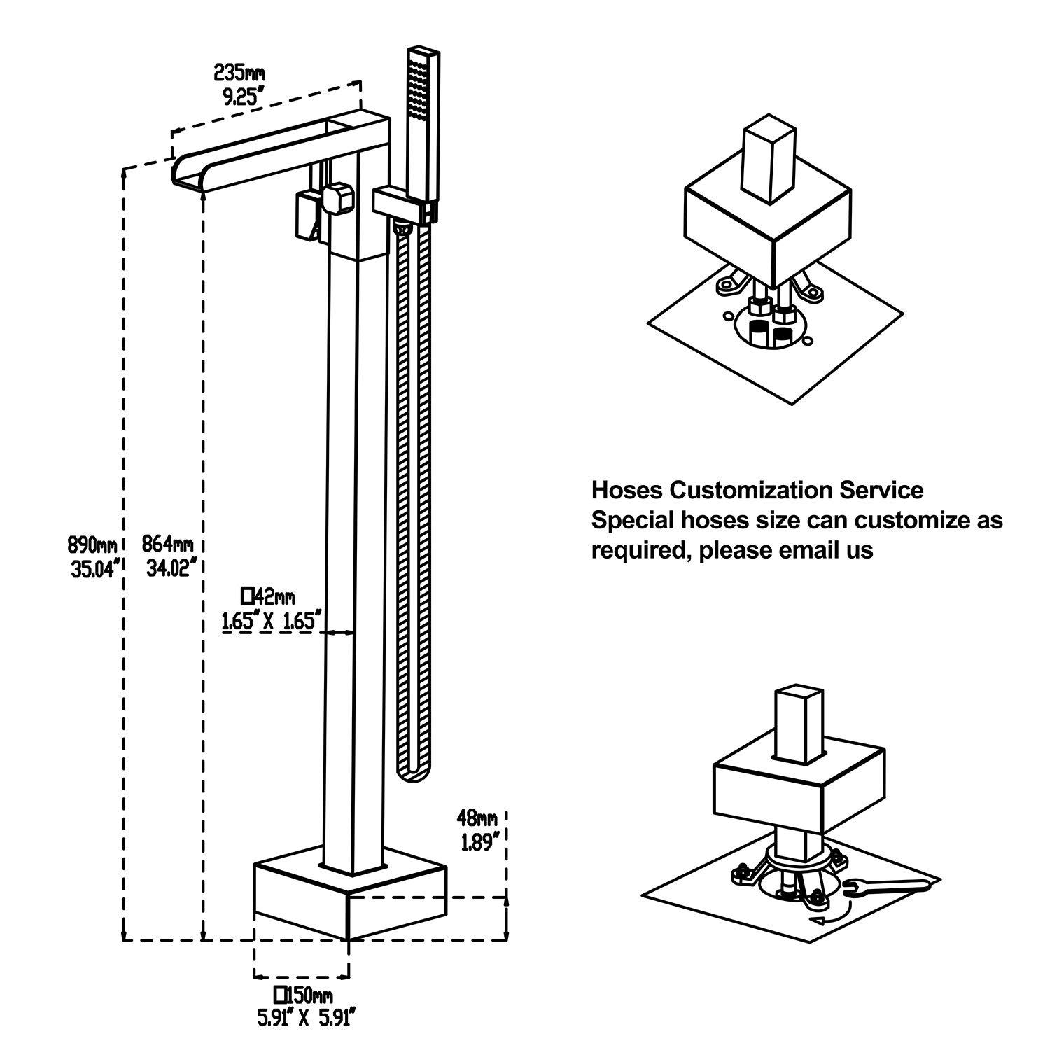 Bathroom Freestanding Tub Filler with Diverter
