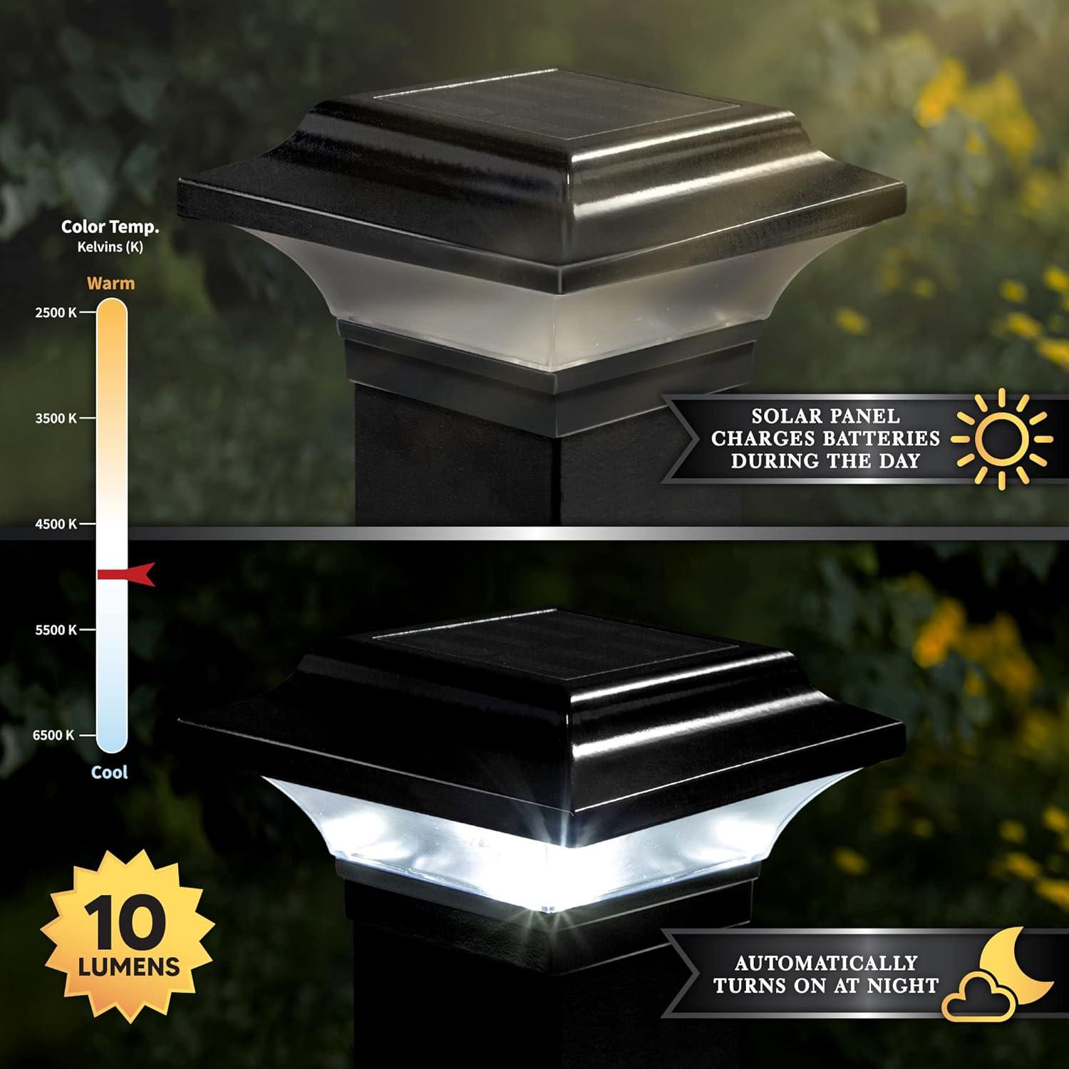 Classy Caps Slo82 Imperial 4-3/4" Wide Led Solar Post Cap Light That Fits Various Small