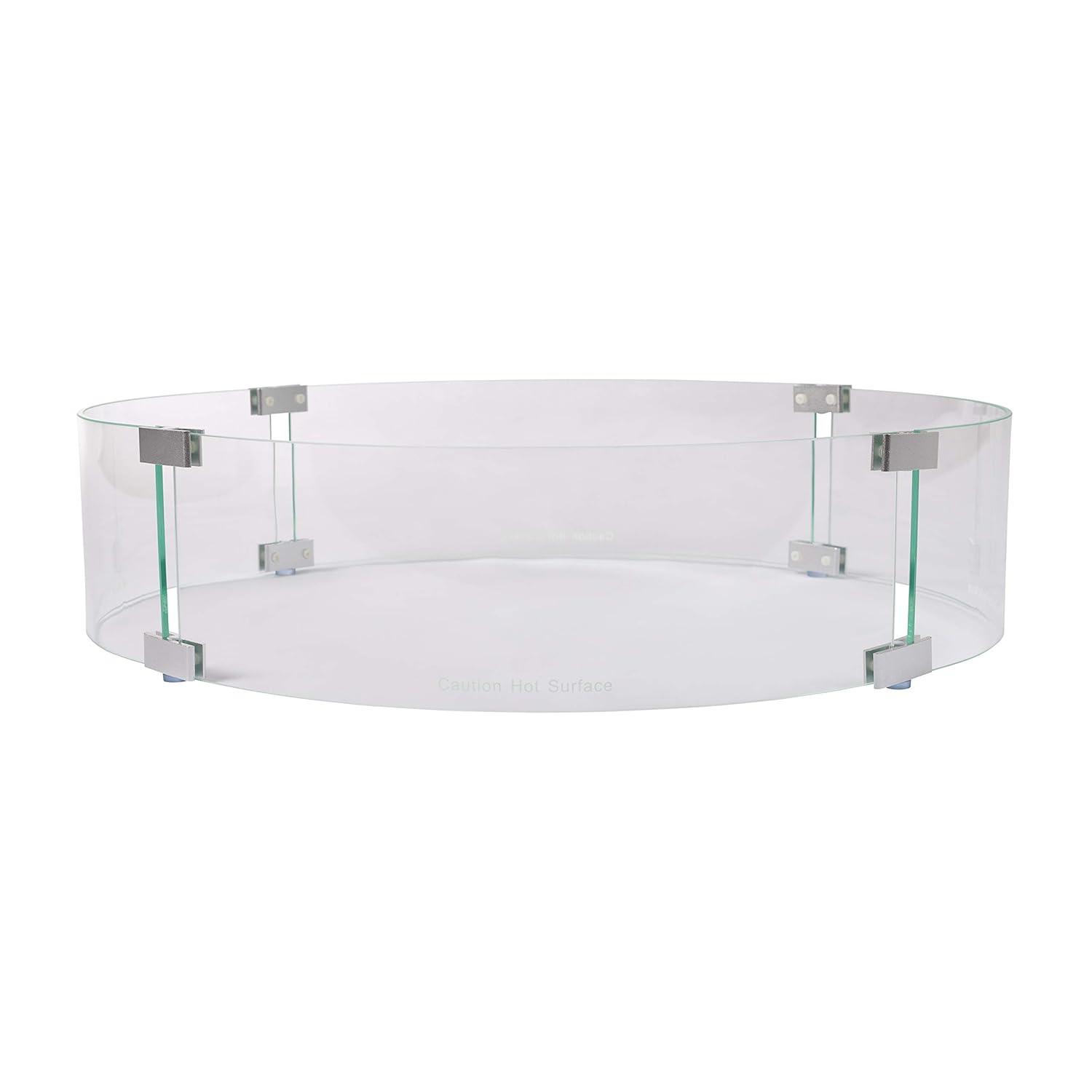 Fire Sense Fire Sense Wind Guard Clear Glass Tempered Glass for Propane, Gas, Fire Pits and Patio Heaters-Round-26 Inches