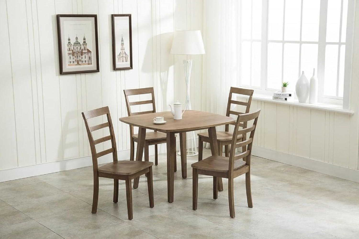 Set of 2 Gray Ladderback Rubberwood Dining Chairs