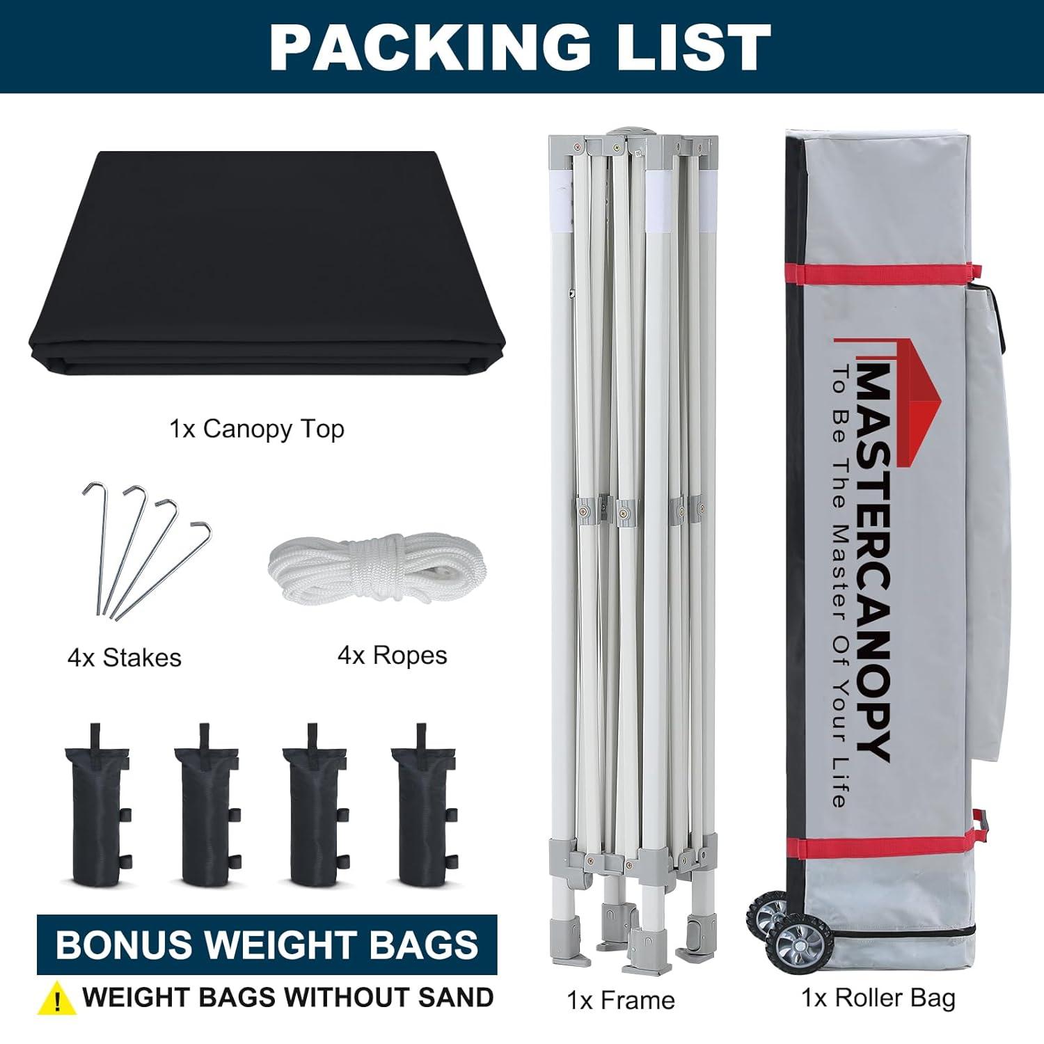 MASTERCANOPY Pop Up Canopy Tent Commercial Grade 10x10 Instant Shelter (Black)