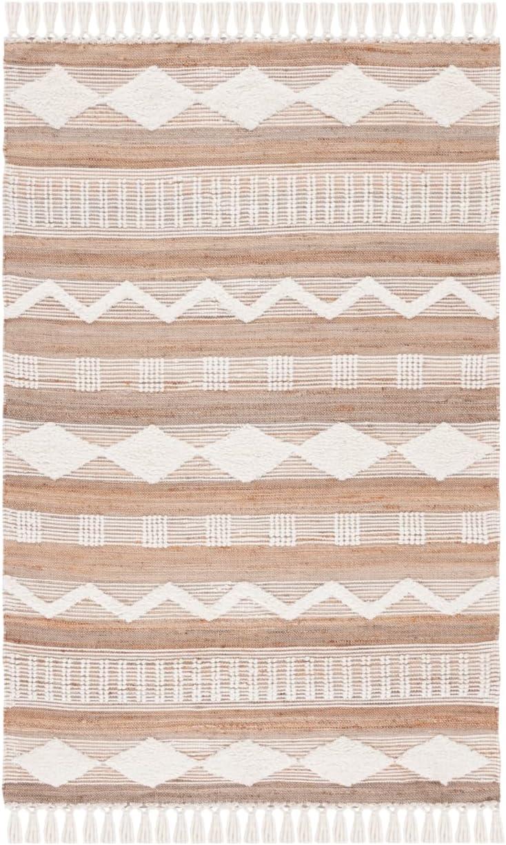 Natural Fiber NF377 Flat Weave Indoor Area Rug - Natural/Ivory - 6'x9' - Safavieh